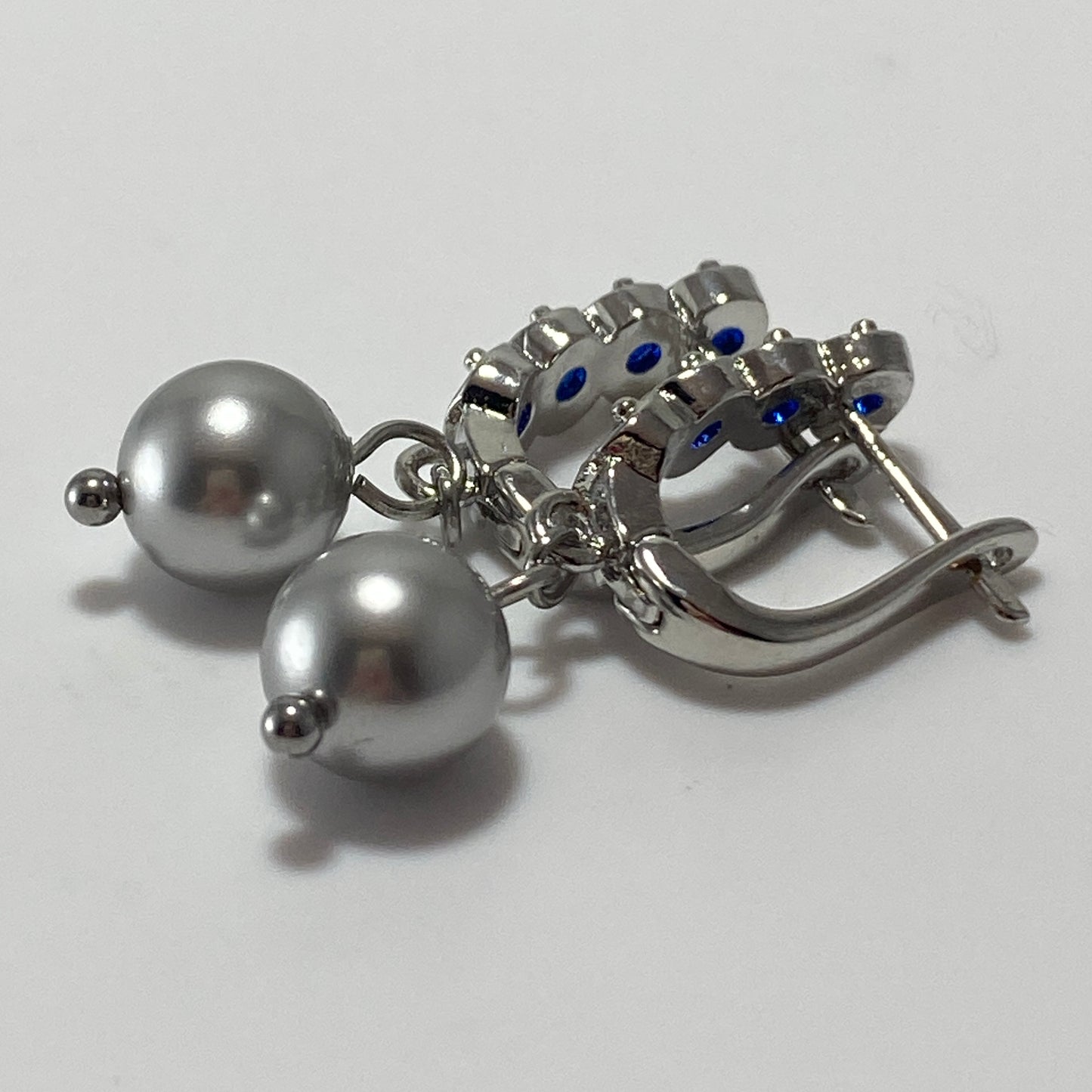 Pearl CZ Hoop Earrings