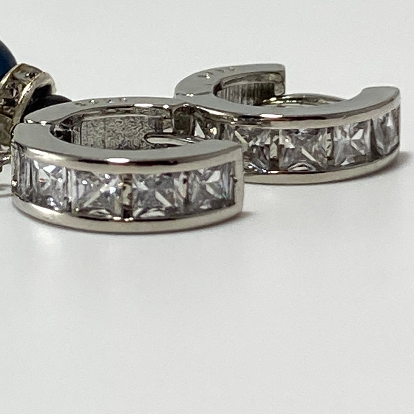 Pearls CZ Sterling Huggie Hoop Earrings