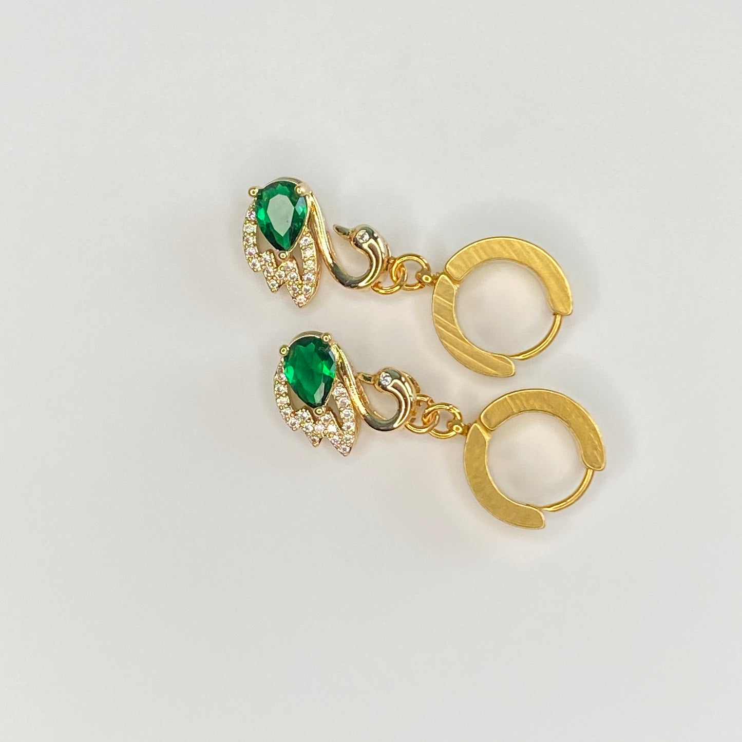 CZ Swan Huggie Hoop Earrings