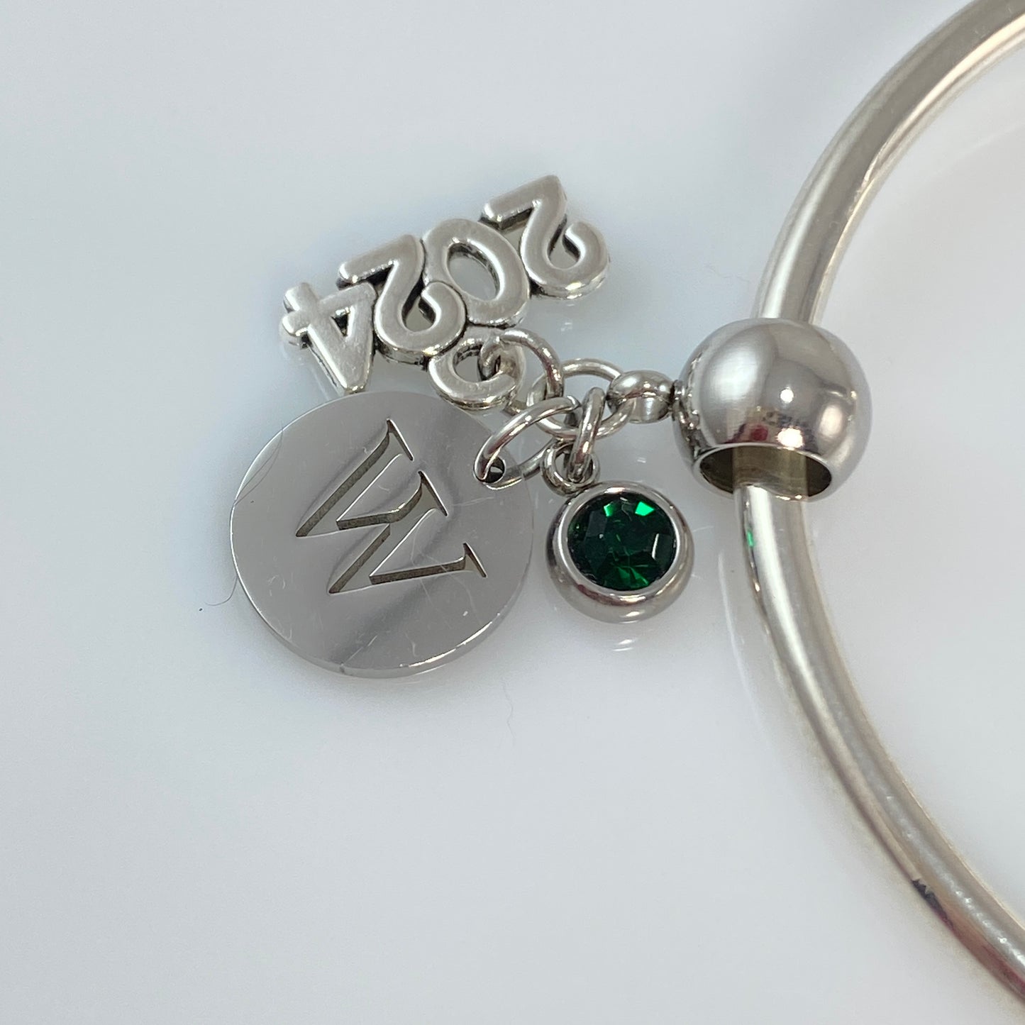 Letter & Birthstone Charm 2024, 2025, 2026