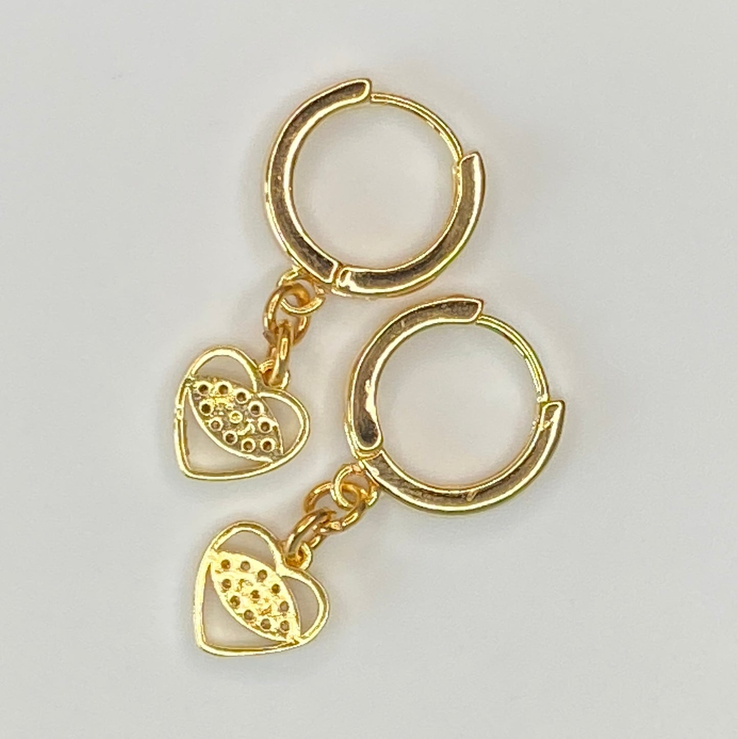 CZ Evil Eyes in Hearts Hoop Earrings