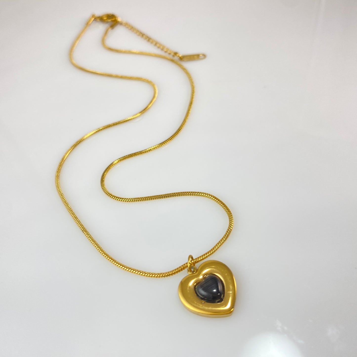Black Heart Pendant Snake Chain Necklace