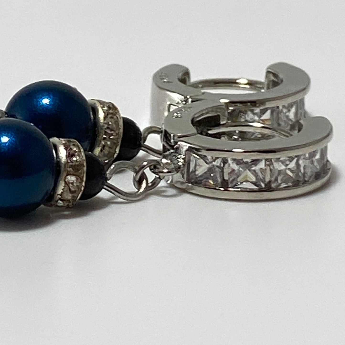 Pearls CZ Sterling Huggie Hoop Earrings