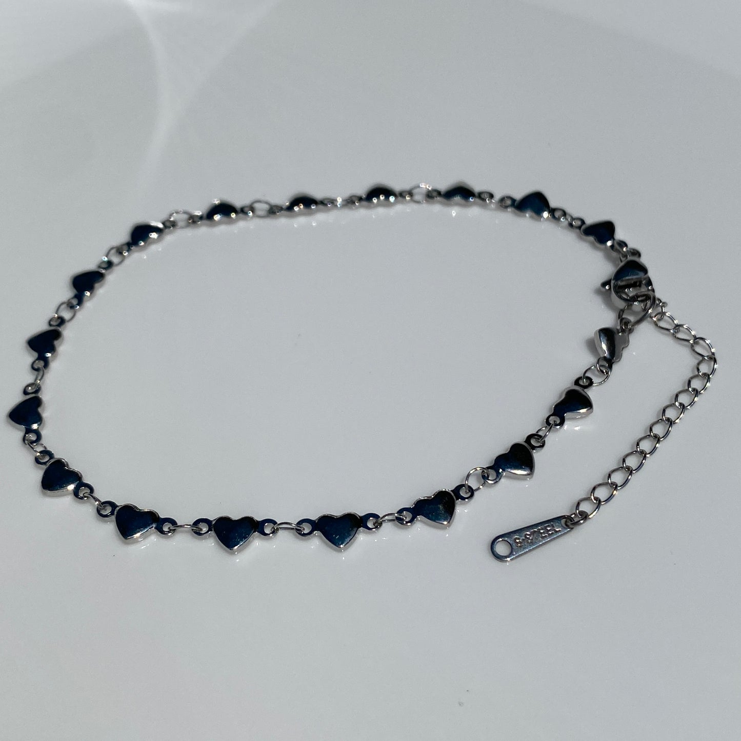 Bracelet chaîne coeur argent acier inoxydable
