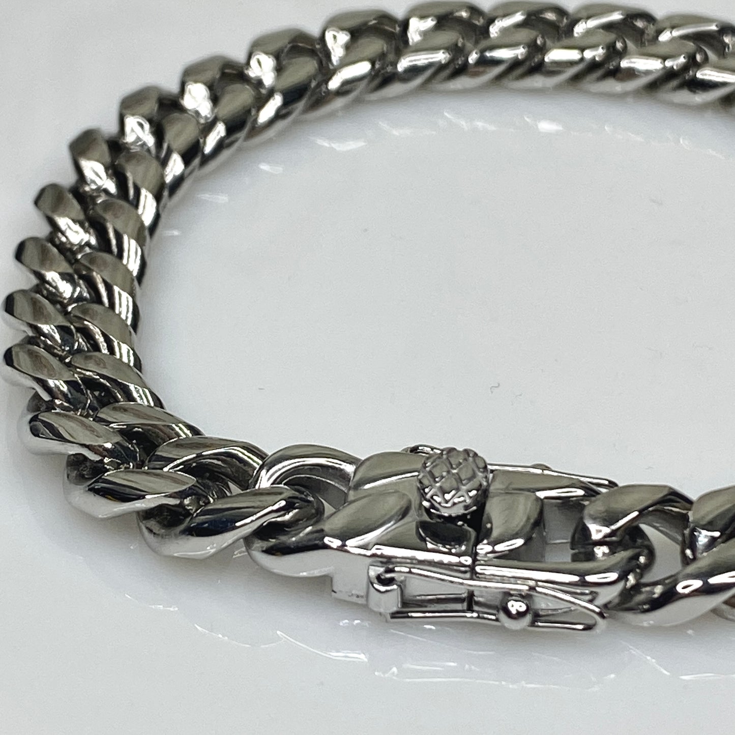 Bracelet à maillons cubains Miami de 10 mm de large en acier inoxydable 316L