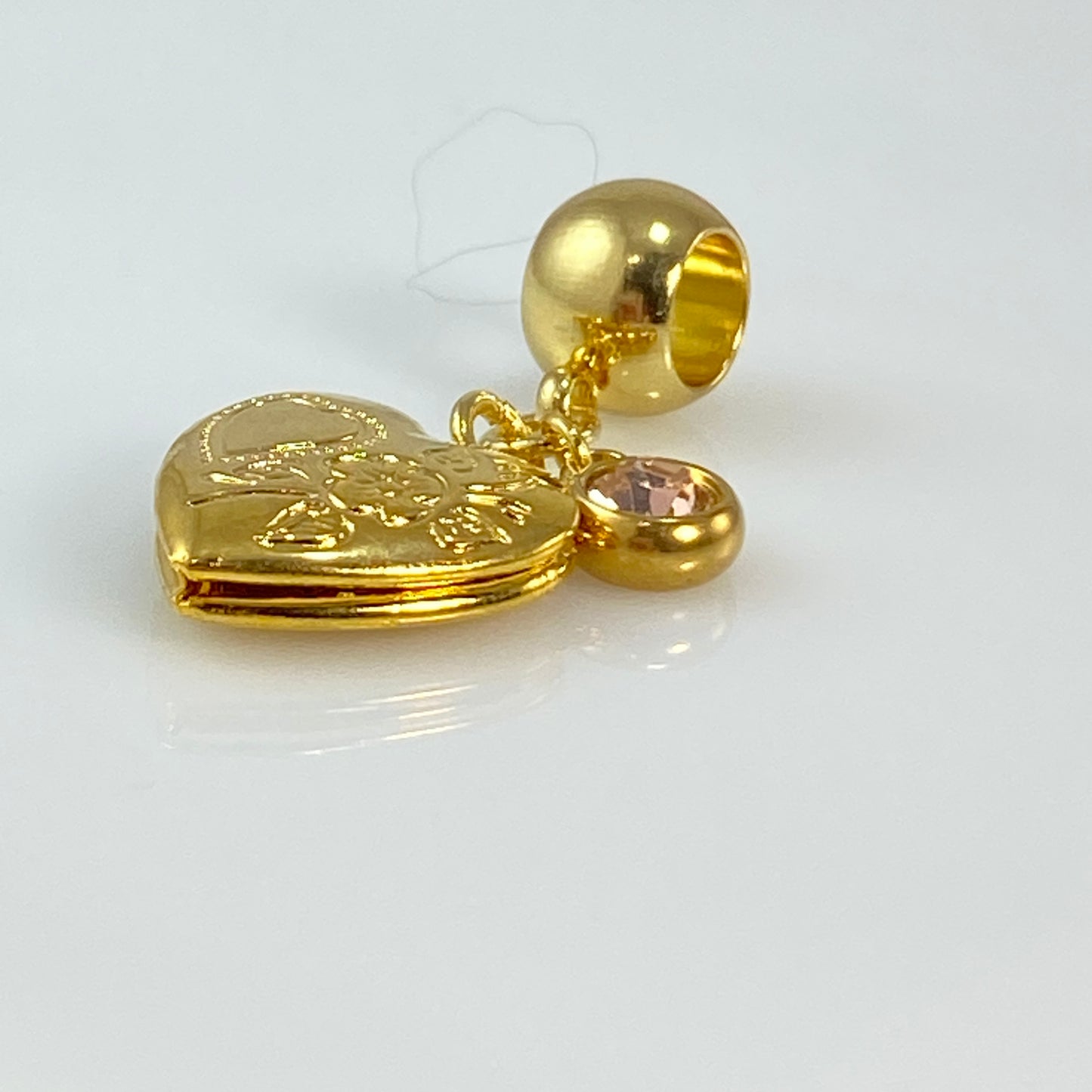 Médaillon en forme de cœur ouvrable en or 18 carats et breloque ou collier ou boucles d'oreilles ou porte-clés en acier inoxydable avec pierre de naissance