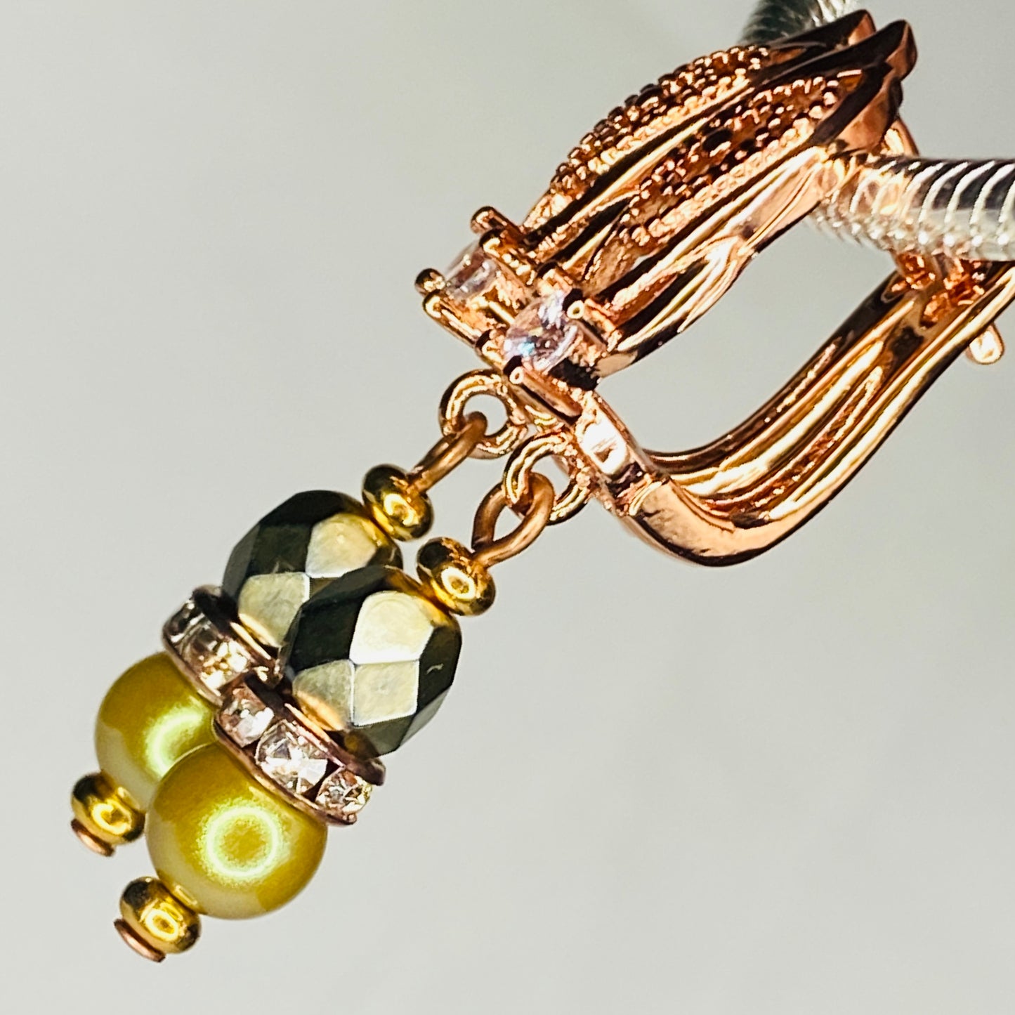 Pearl & Czech Glass CZ Hook Earrings