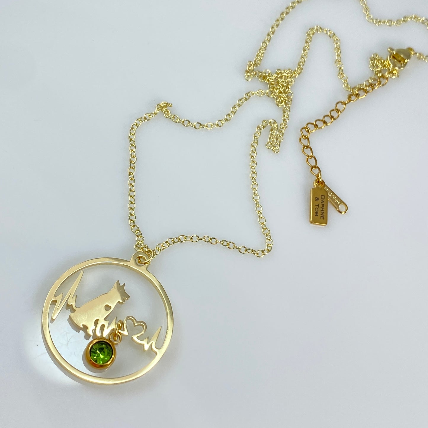 Collier avec pendentif en forme de cœur et de battement de cœur en or ou en argent 18 carats avec pierre de naissance et acier inoxydable