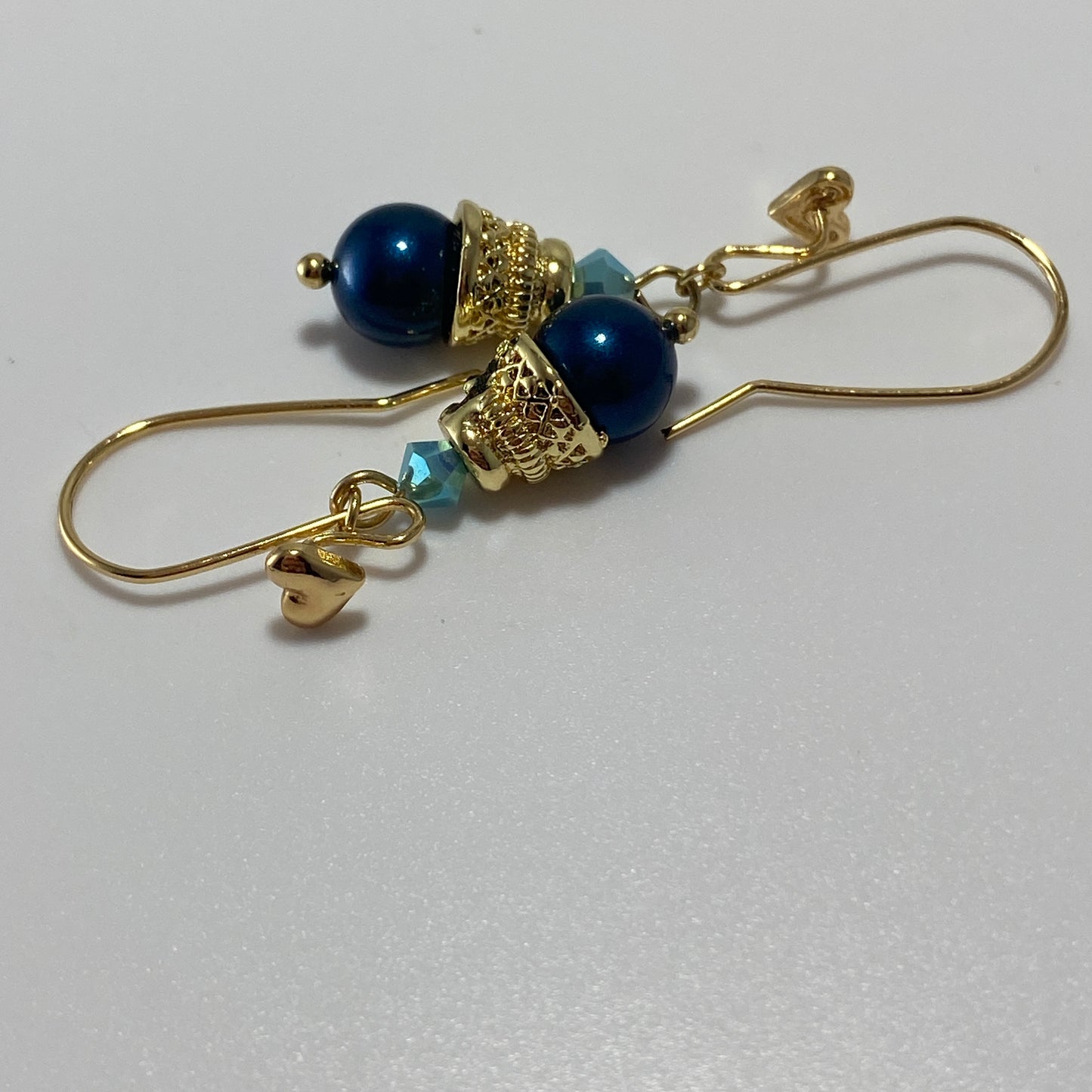 Crystals & Pearls Heart Hook Earrings