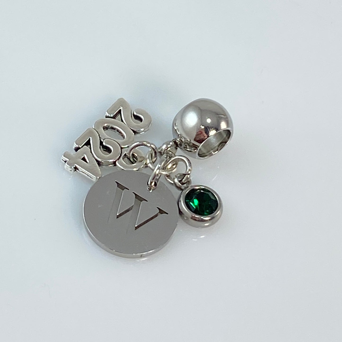 Letter & Birthstone Charm Paperclip Chain Necklace with 2024 / 2025 / 2026 Year