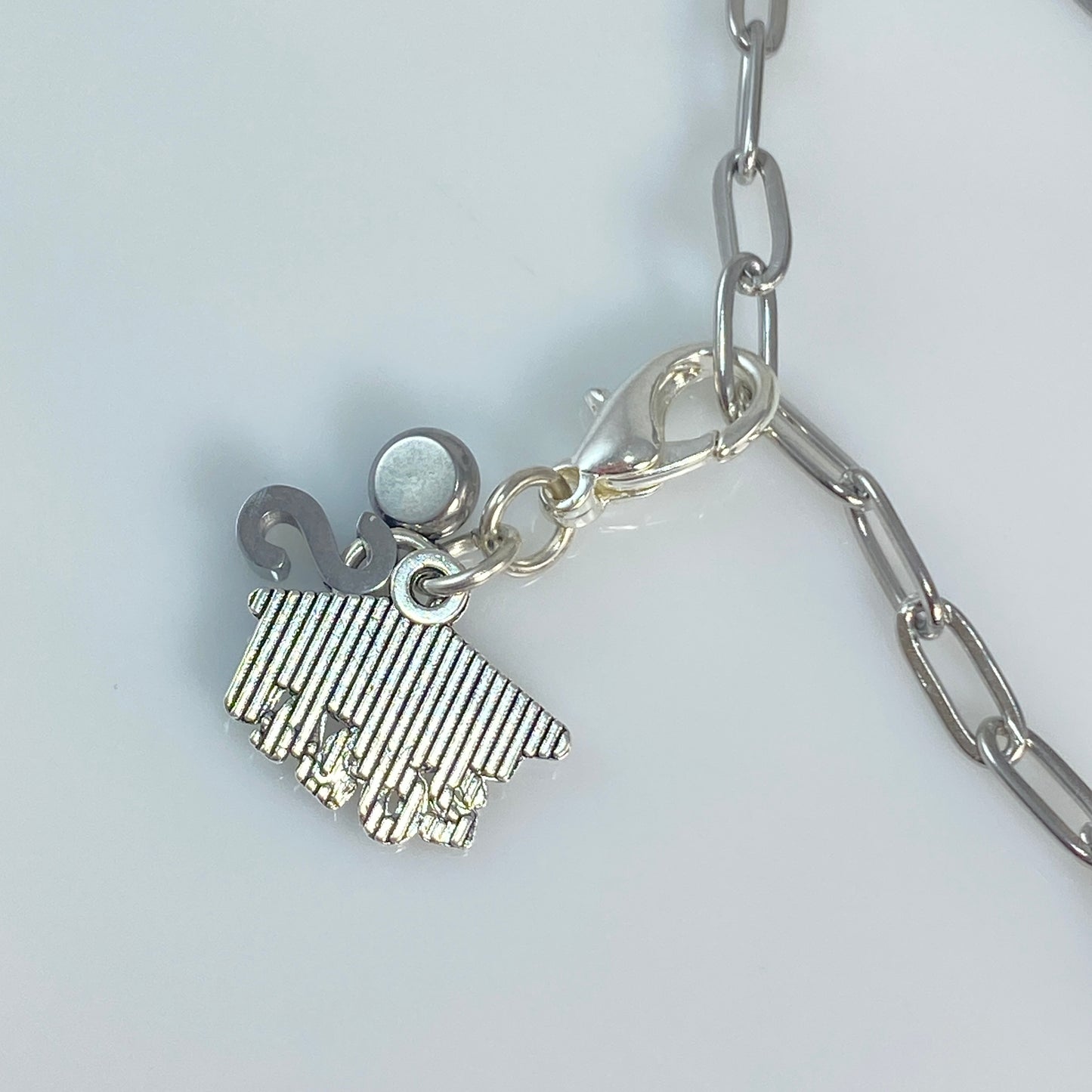 Graduation Initial, Year & Birthstone Charm on Paperclip Chain Necklace