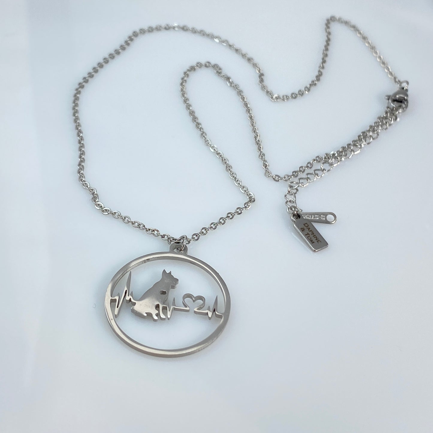 Collier avec pendentif en forme de cœur et de battement de cœur en or ou en argent 18 carats avec pierre de naissance et acier inoxydable