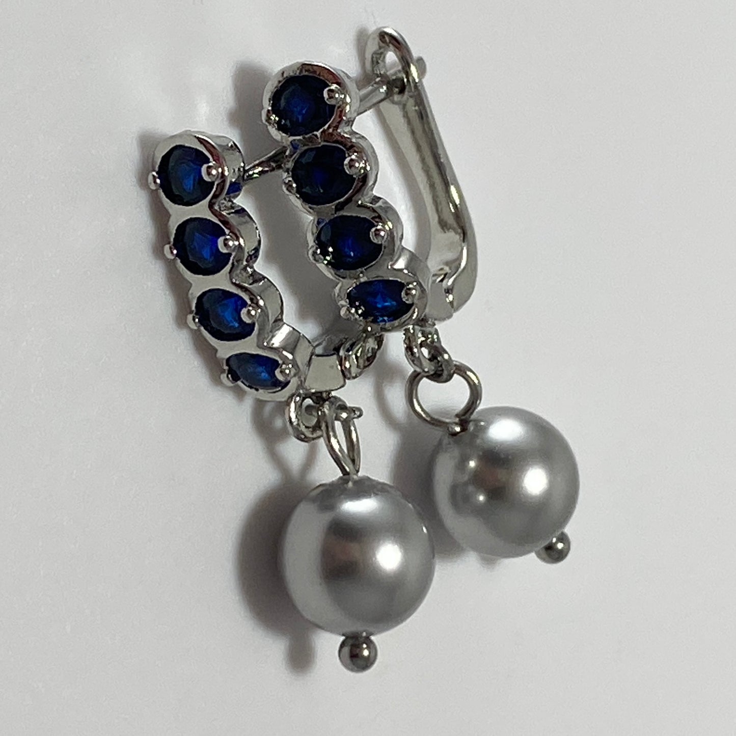 Pearl CZ Hoop Earrings