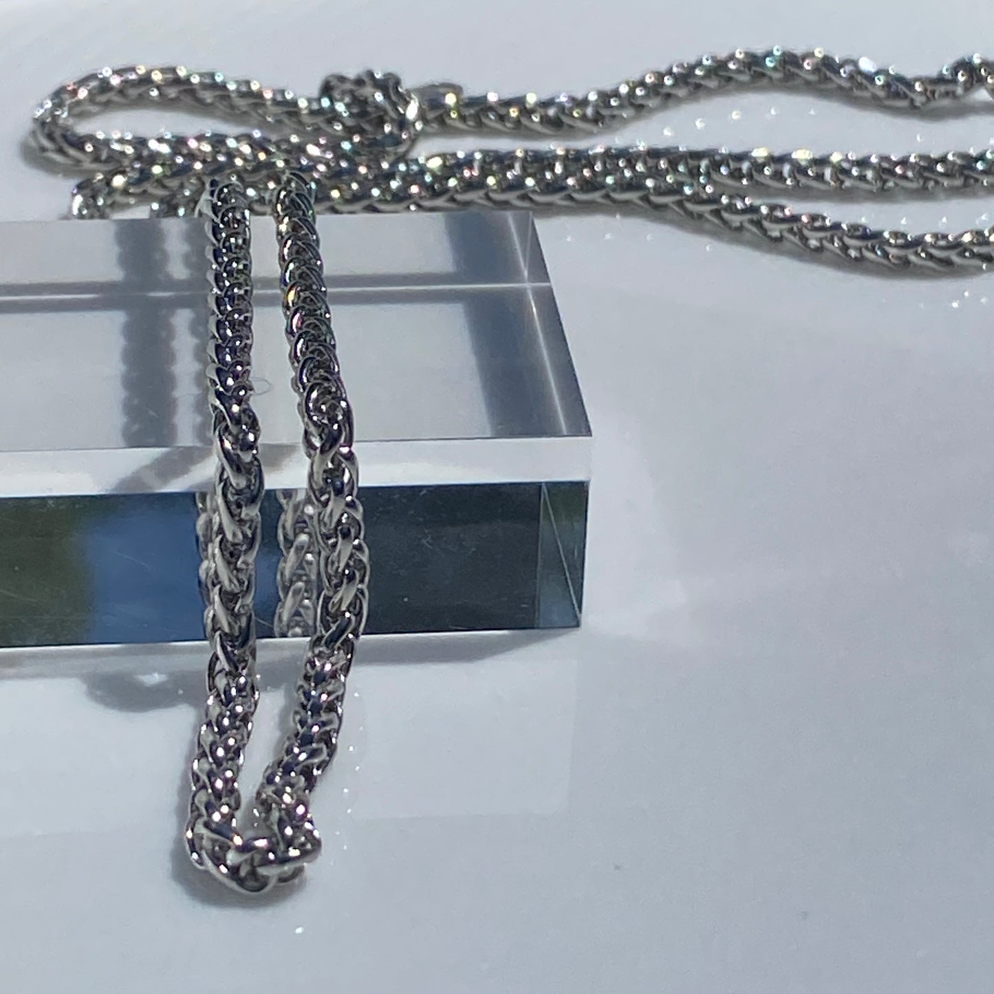 Bracelet ou collier à maillons en acier inoxydable avec chaîne de blé