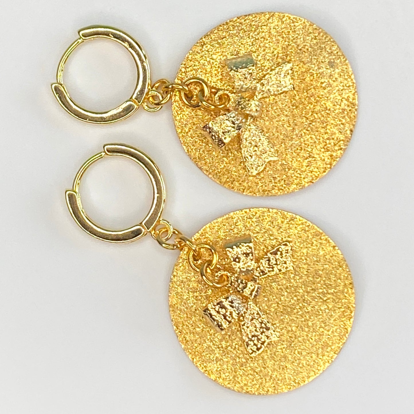 Bows & Disks Huggie Hoop Earrings