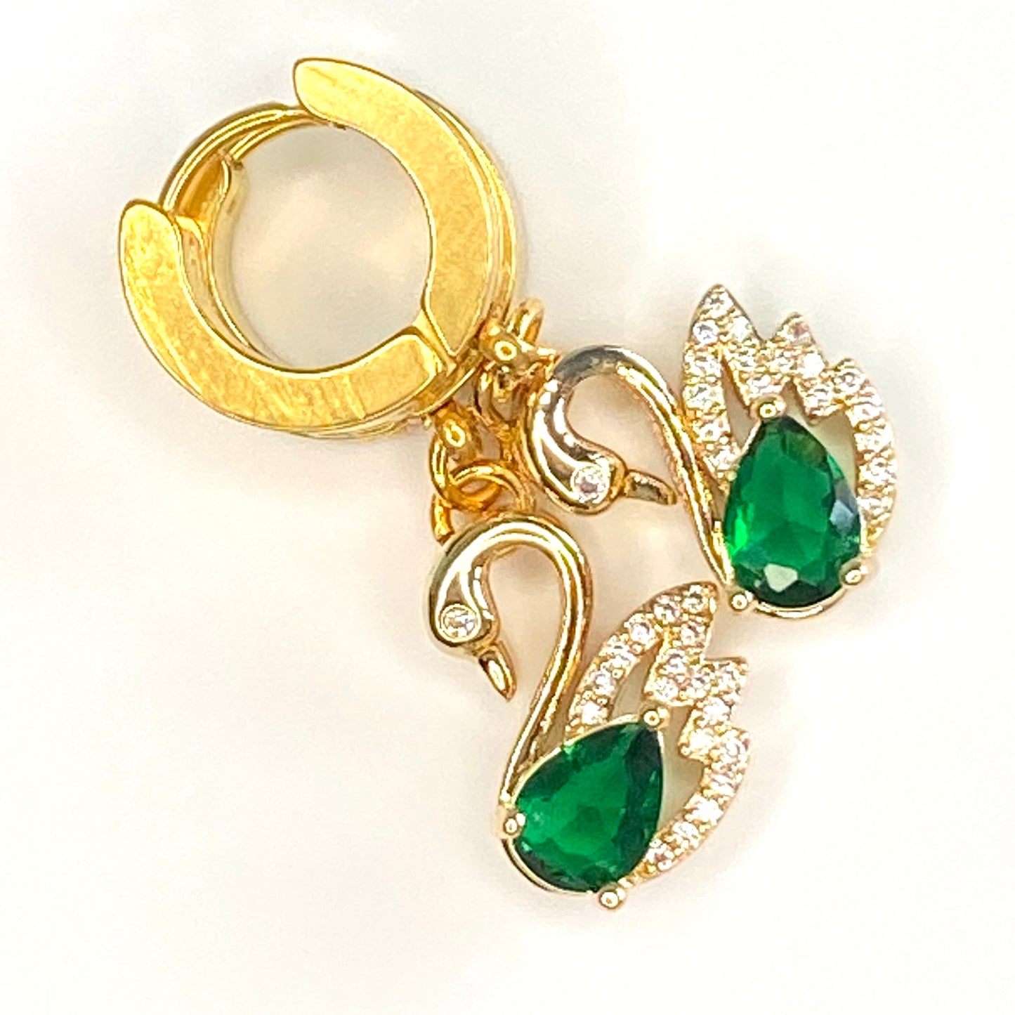 CZ Swan Huggie Hoop Earrings