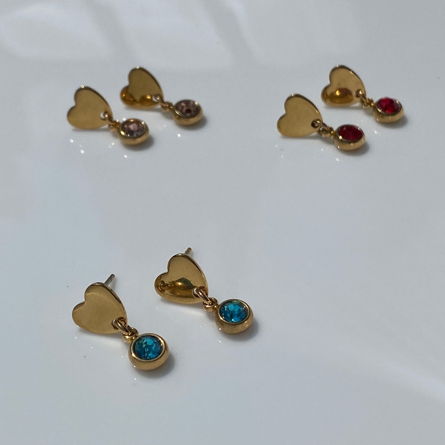 CZ Birthstone Heart Stud Earrings