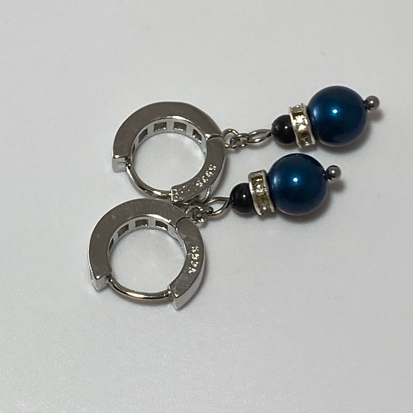 Pearls CZ Sterling Huggie Hoop Earrings