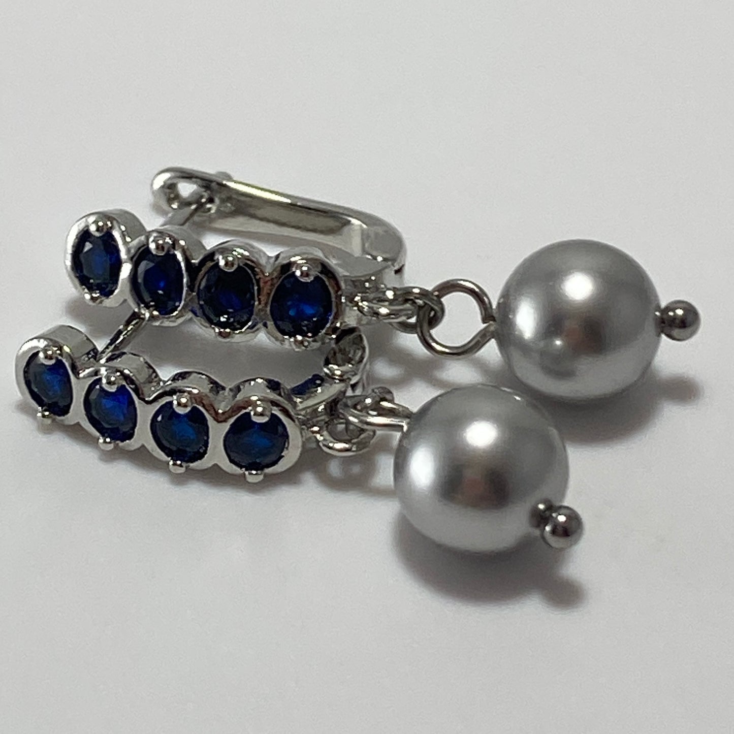 Pearl CZ Hoop Earrings