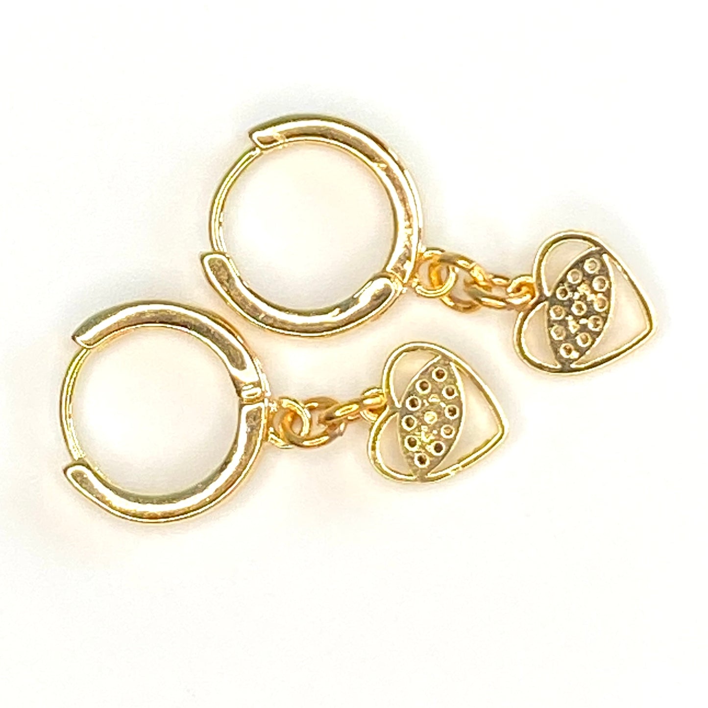 CZ Evil Eyes in Hearts Hoop Earrings