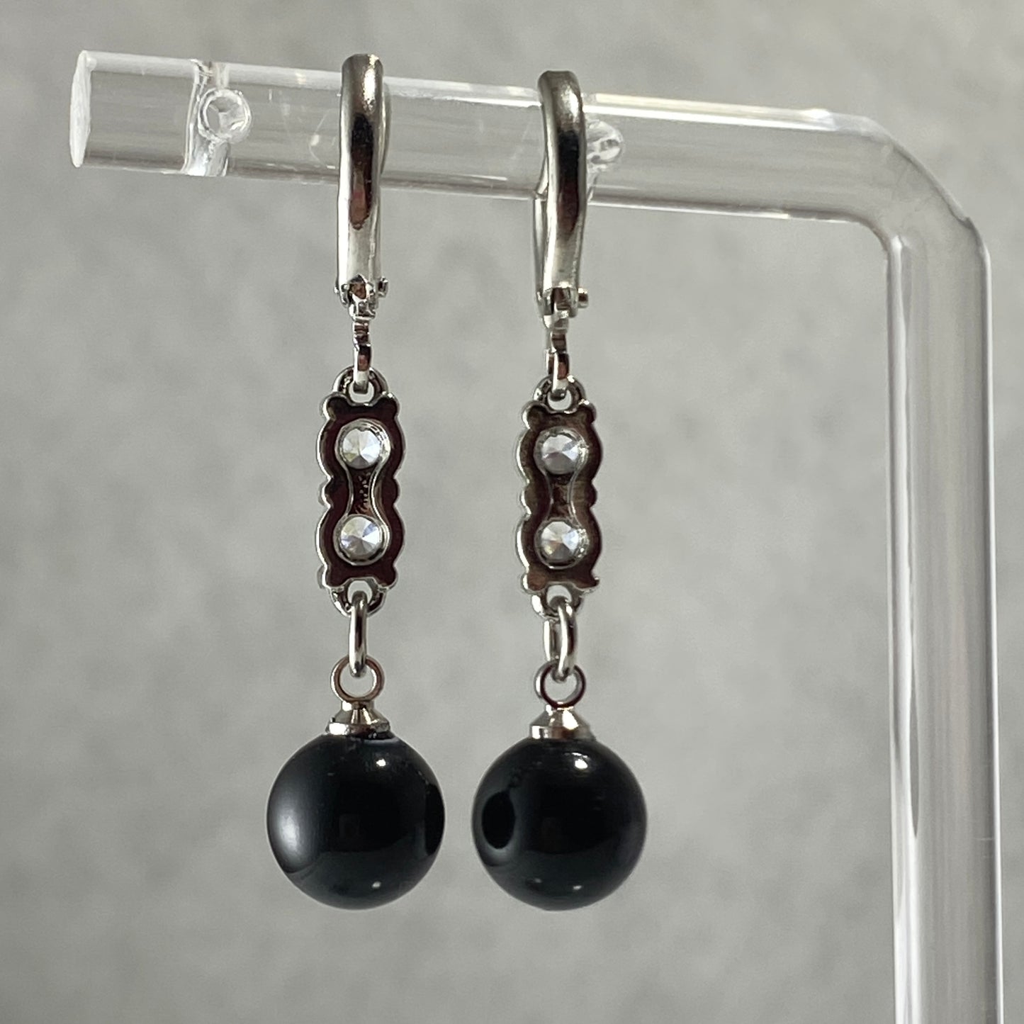 Boucles d'oreilles créoles en argent sterling avec perles de cristal autrichiennes et pierres en oxyde de zirconium