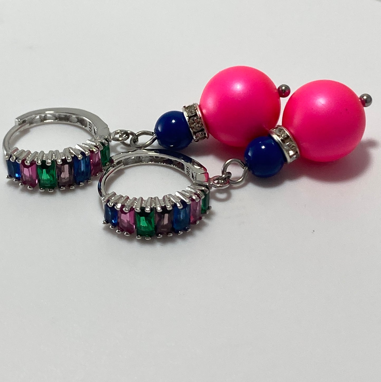 Pearls Sterling CZ Hoop Earrings