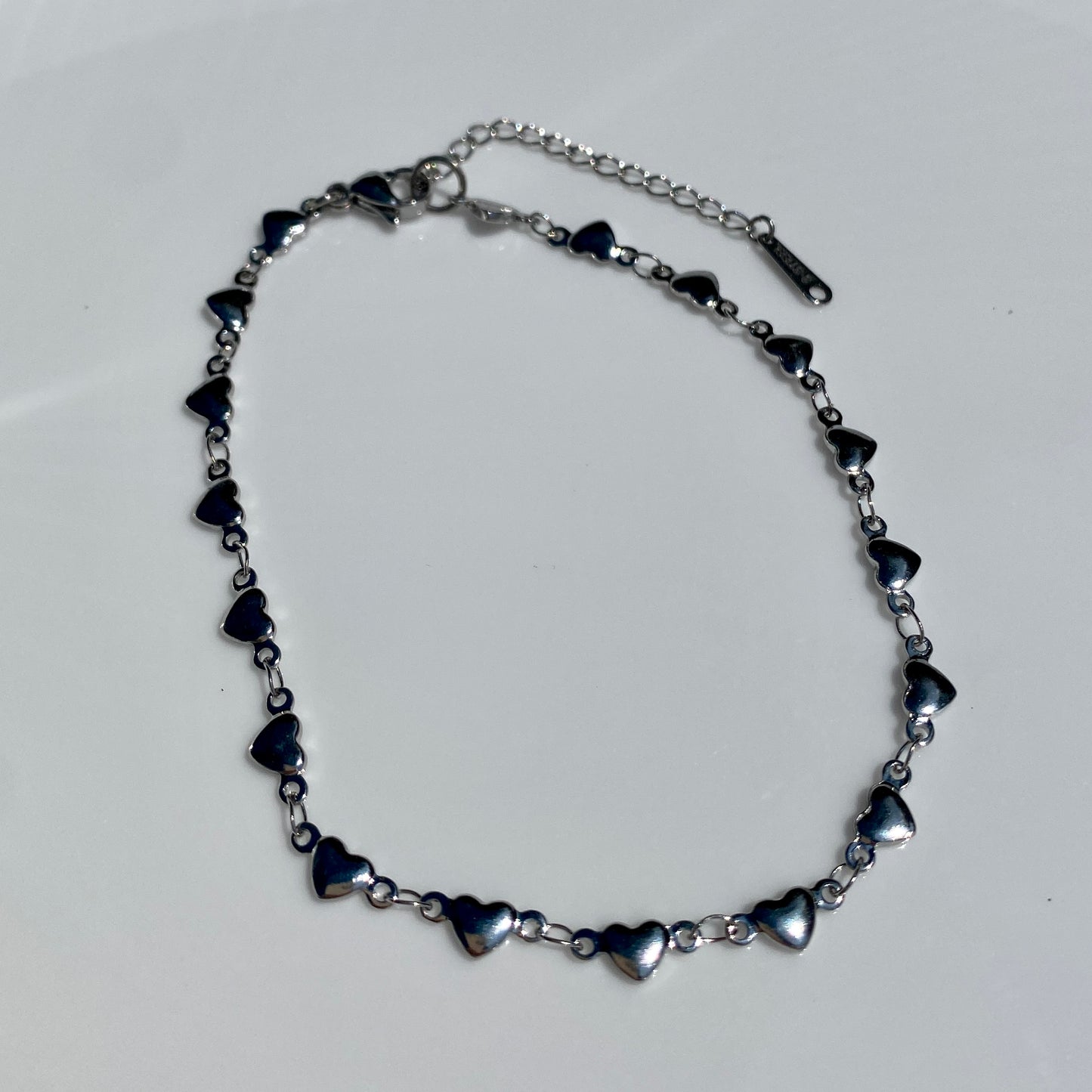 Bracelet chaîne coeur argent acier inoxydable