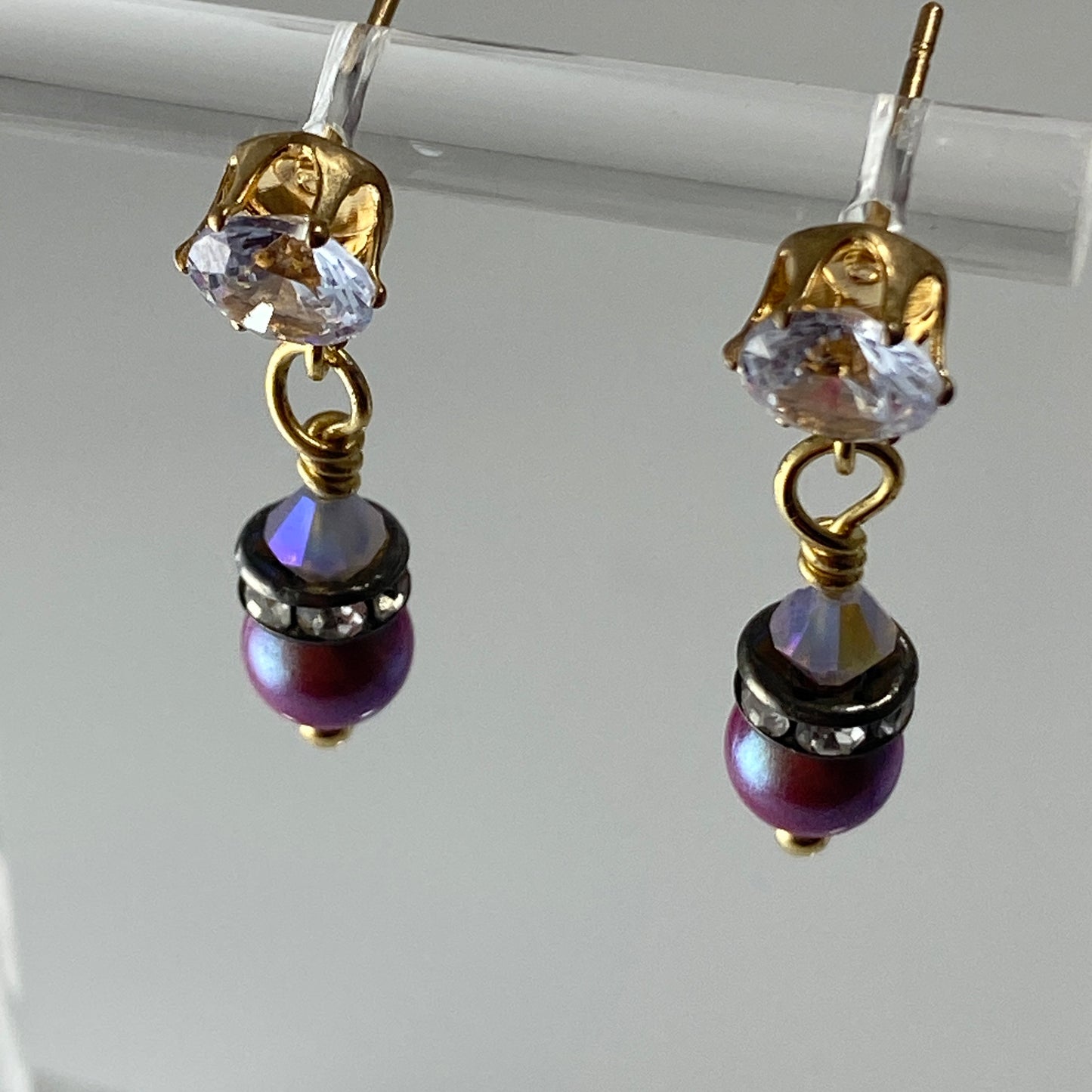 Crystals & Pearls CZ Stud Earrings
