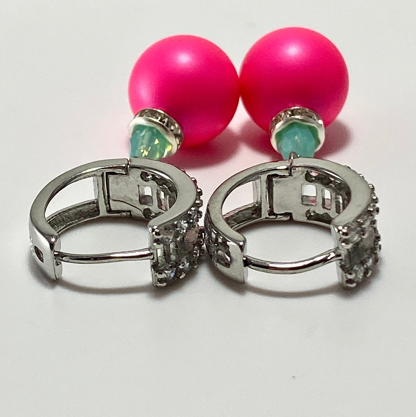 Crystals & Pearls Sterling CZ Hoop Earrings