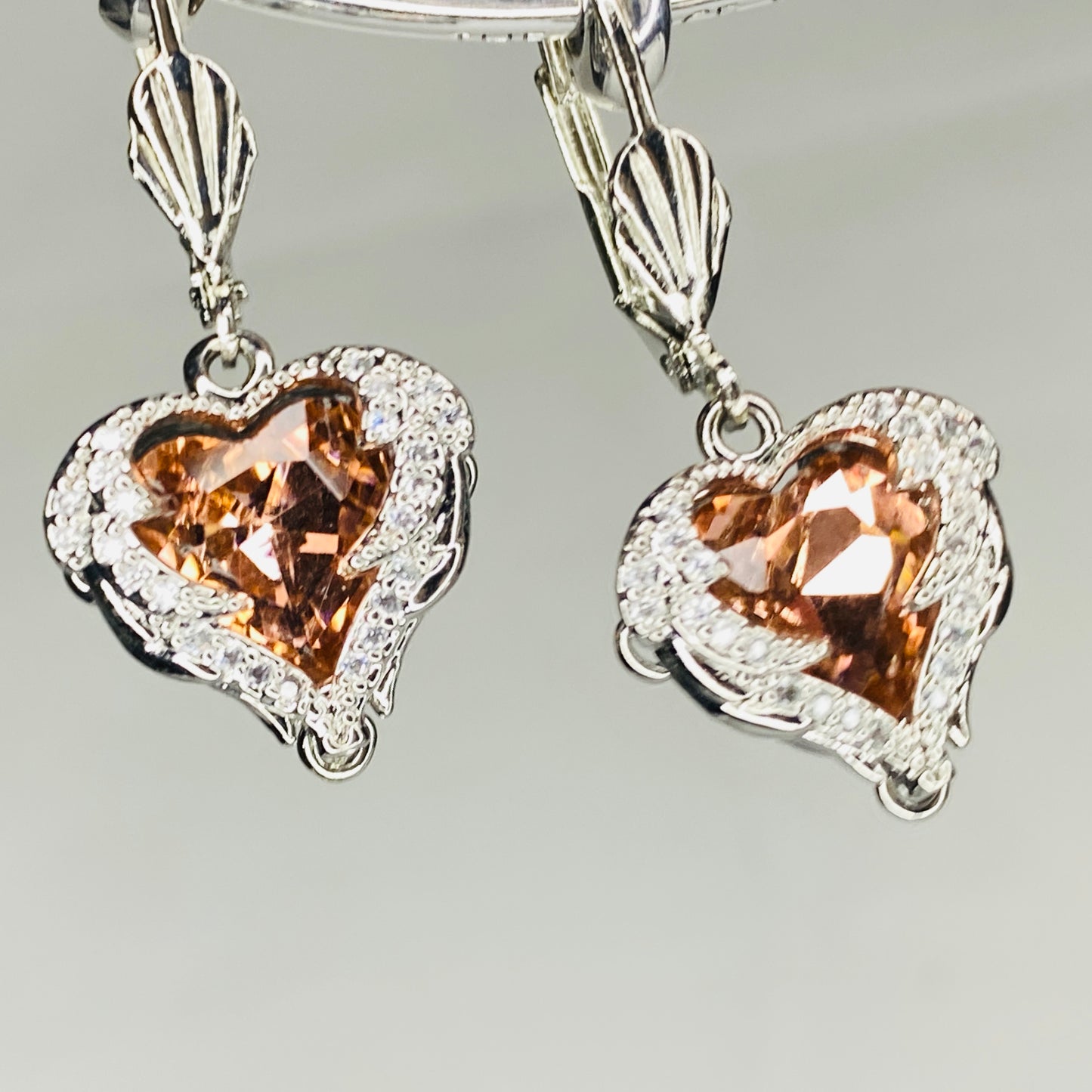 CZ Heart Hook Earrings