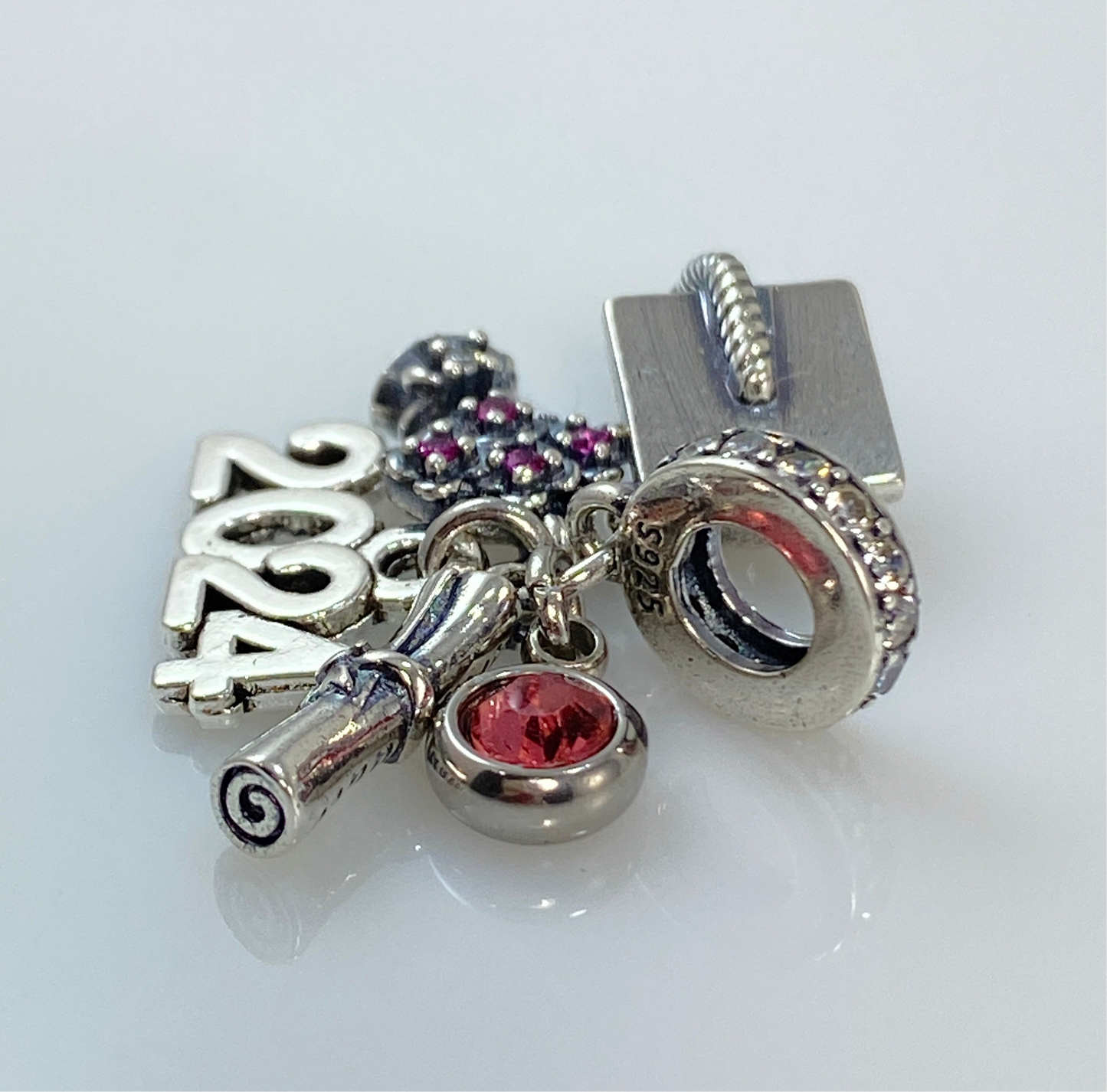 Graduation Hat, Year & Birthstone Charm 2024, 2025, 2026