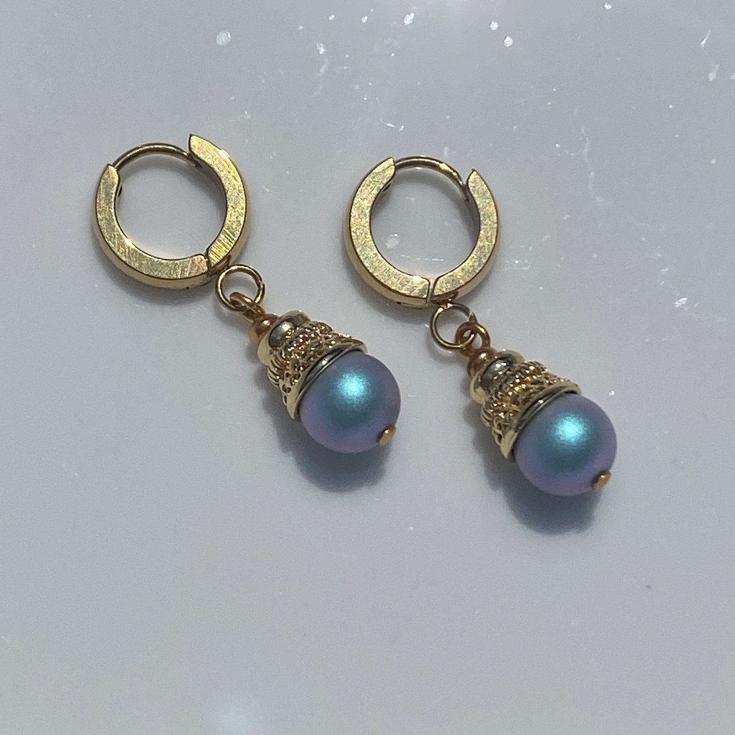 Pearl Huggie Hoop Earrings