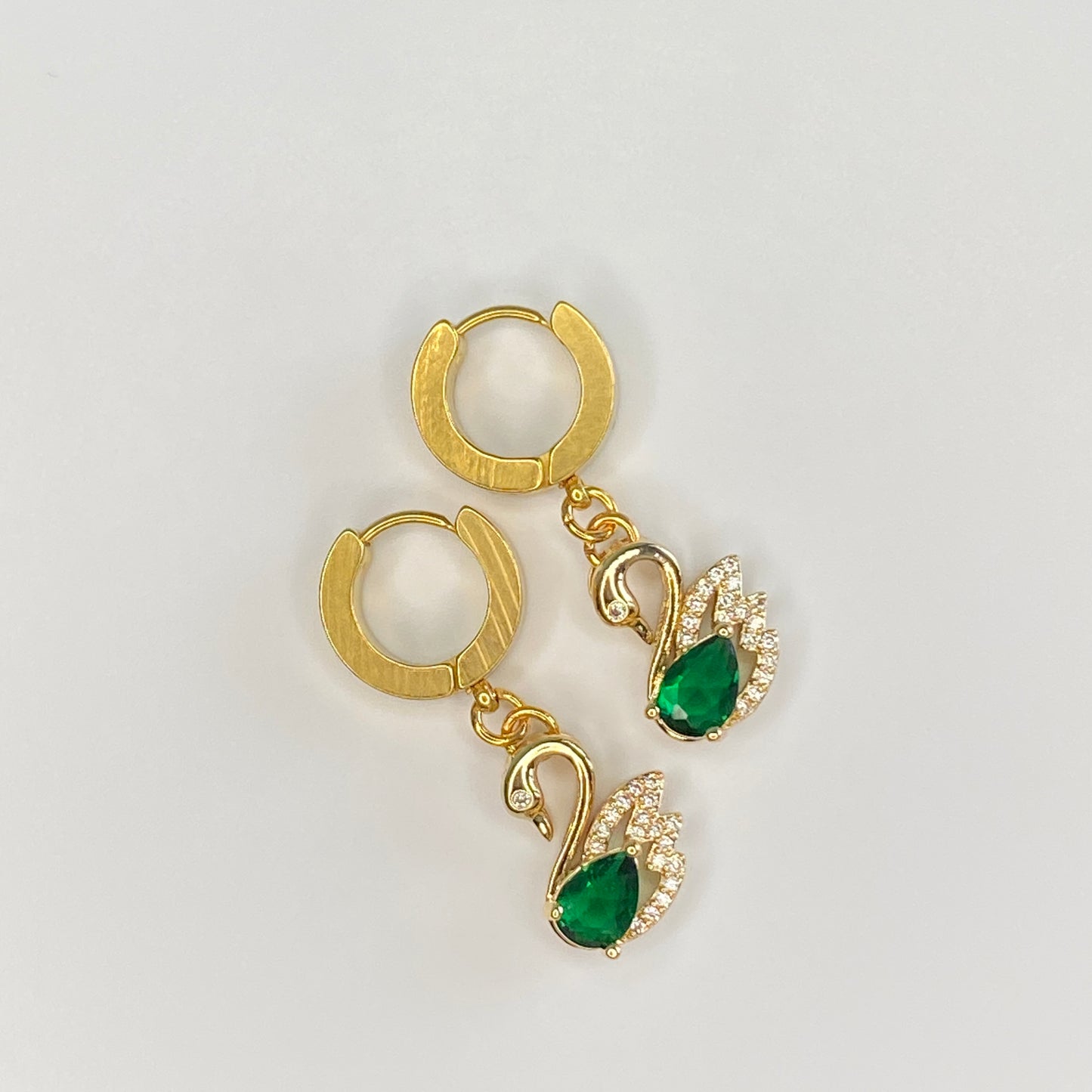 CZ Swan Huggie Hoop Earrings