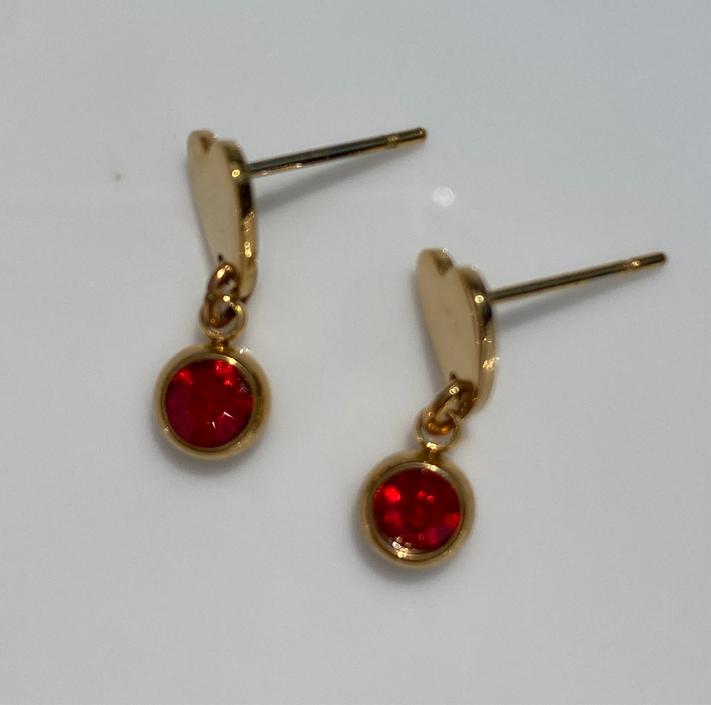 CZ Birthstone Heart Stud Earrings