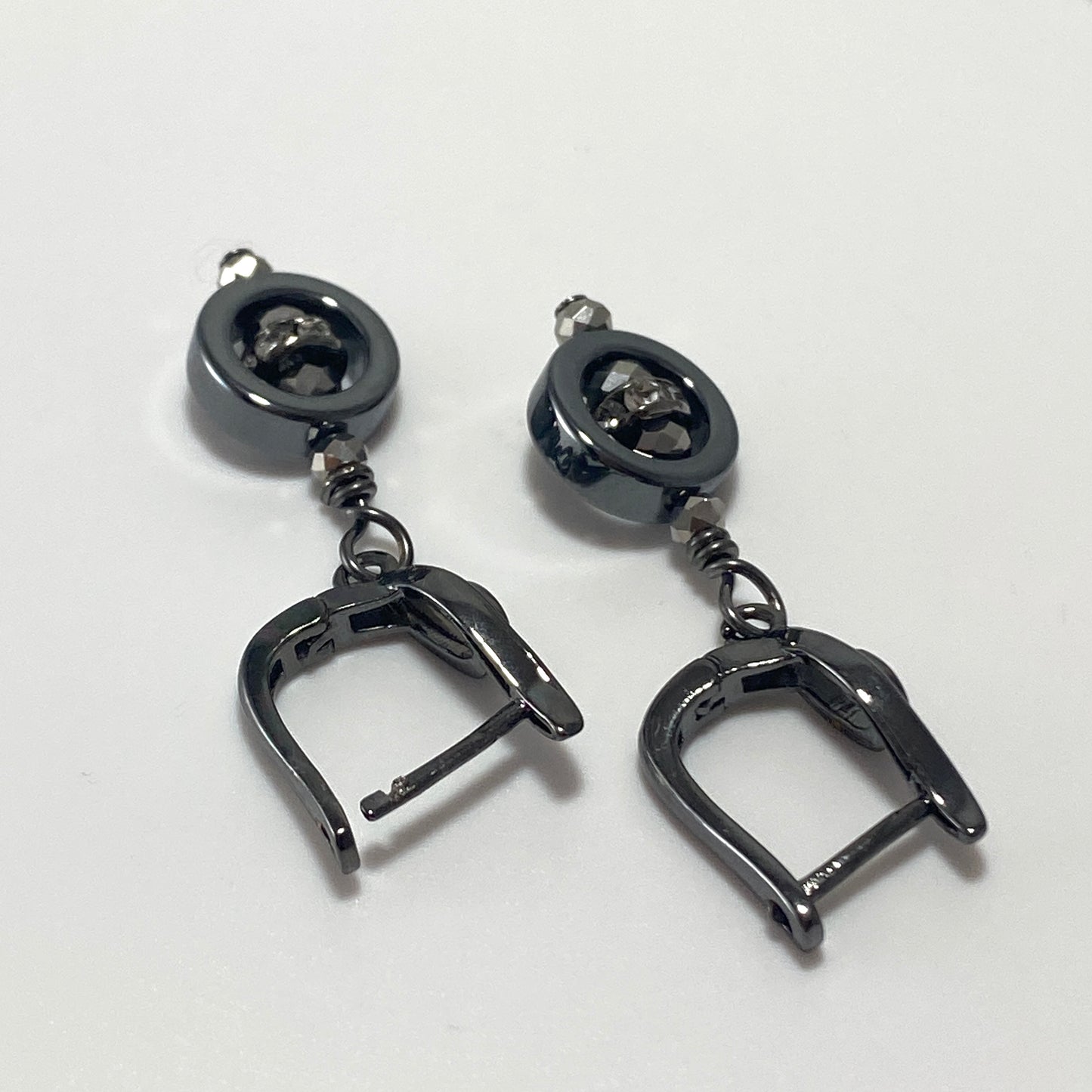 Hematite & Czech Crystal Hook Earrings