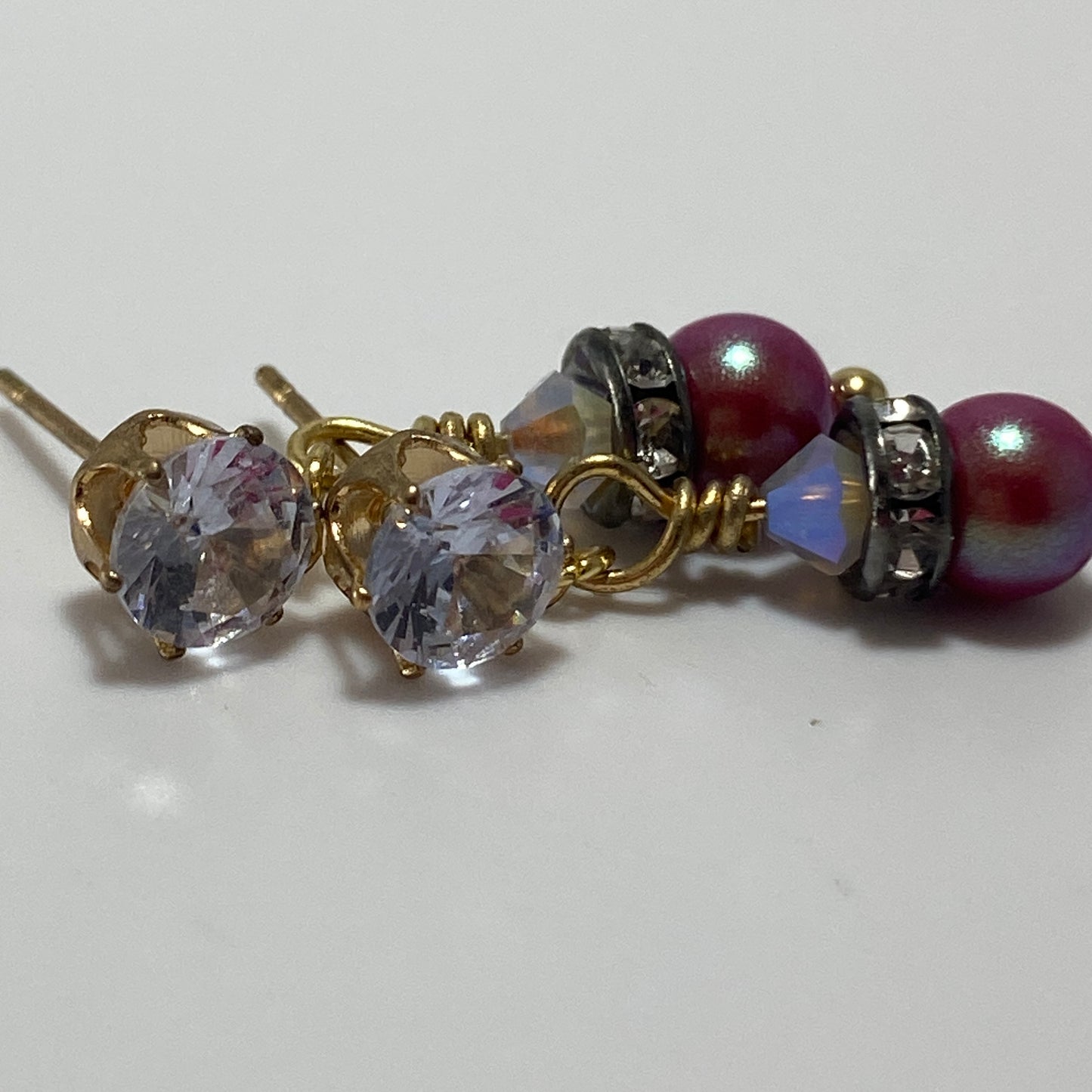 Crystals & Pearls CZ Stud Earrings