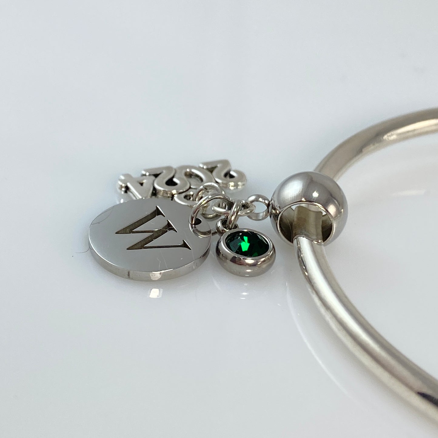 Letter, Birthstone & Year Charm Paperclip Chain Necklace