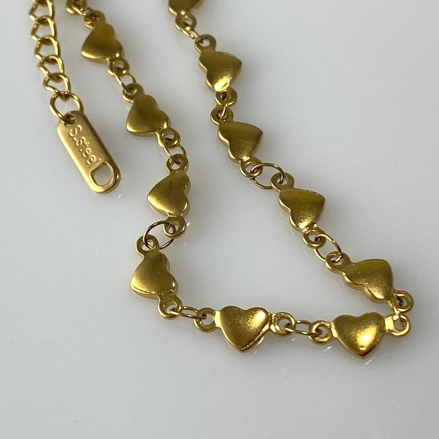 Collier chaîne coeur en acier inoxydable plaqué or