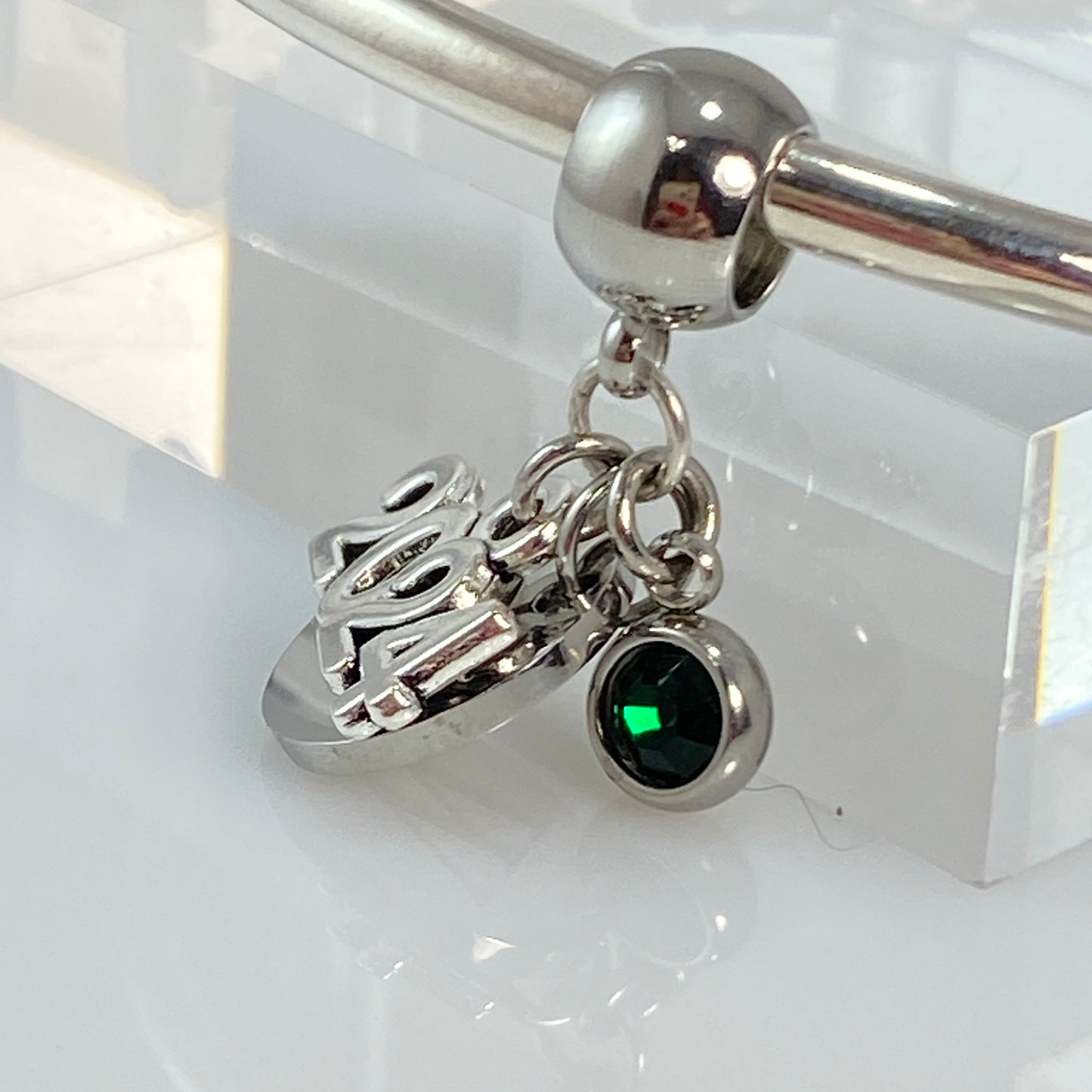 Letter & Birthstone Charm Paperclip Chain Necklace with 2024 / 2025 / 2026 Year