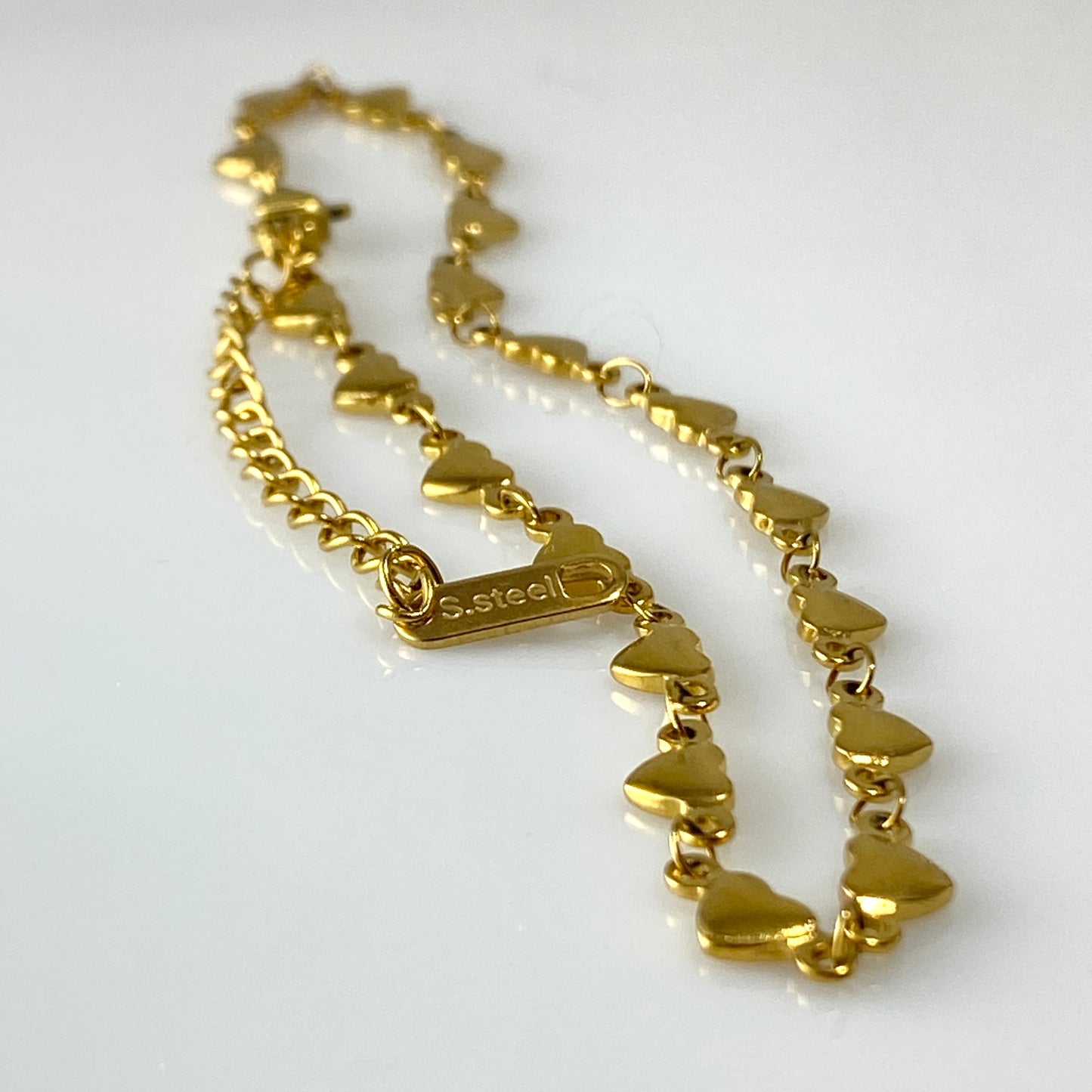 Collier chaîne coeur en acier inoxydable plaqué or