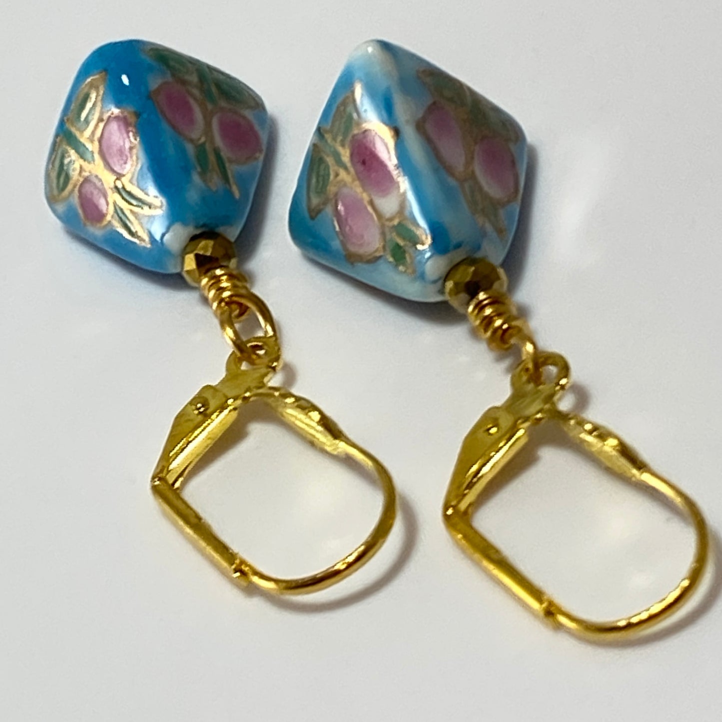 Hand Painted Ceramic Triangular Hook Earrings