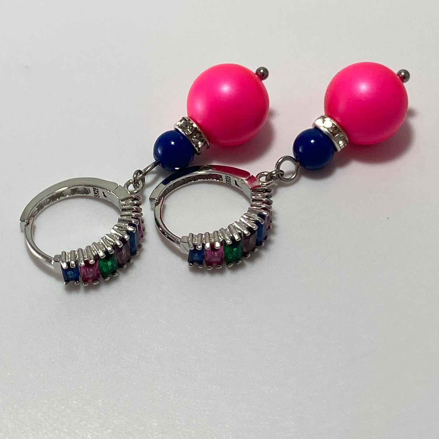 Pearls Sterling CZ Hoop Earrings