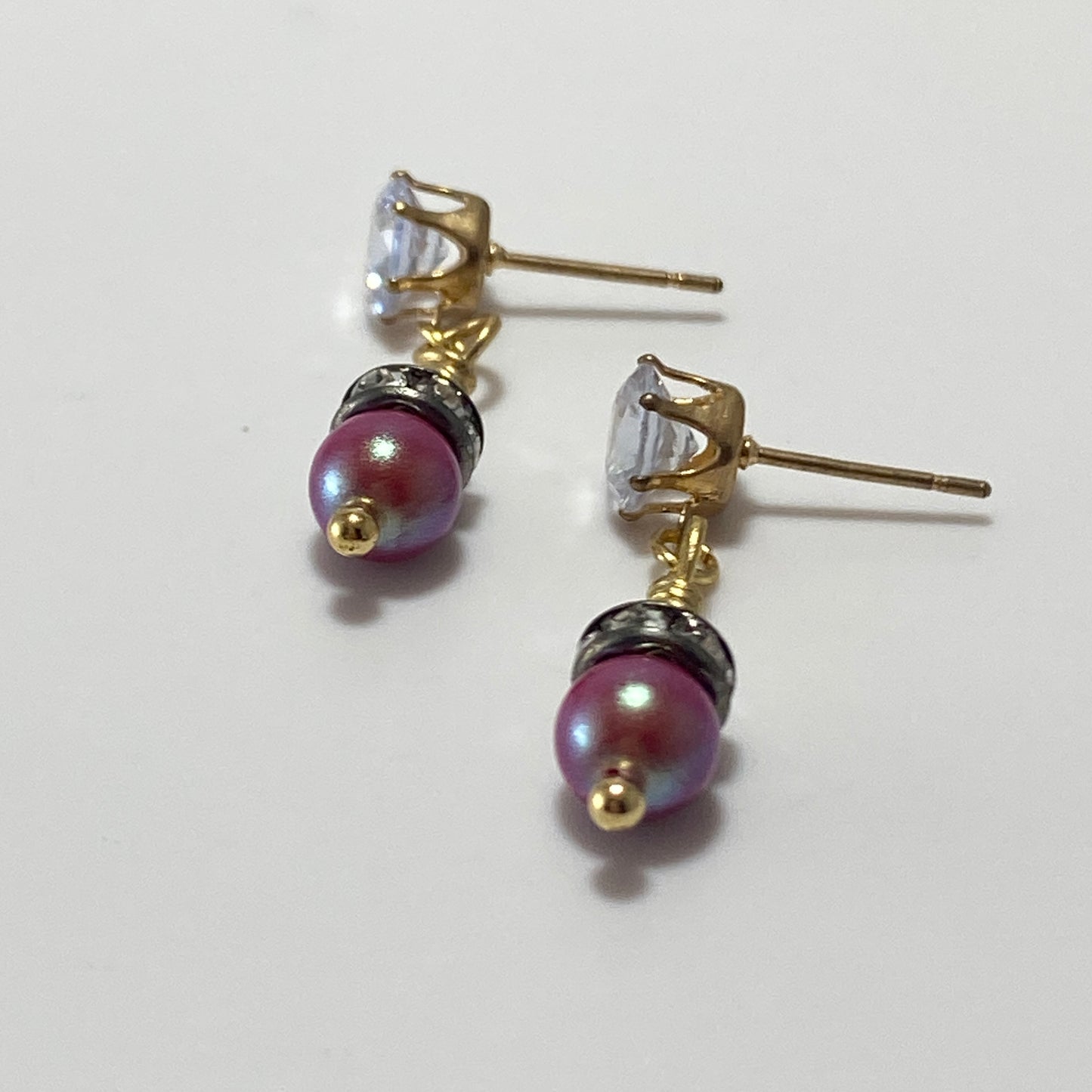 Crystals & Pearls CZ Stud Earrings