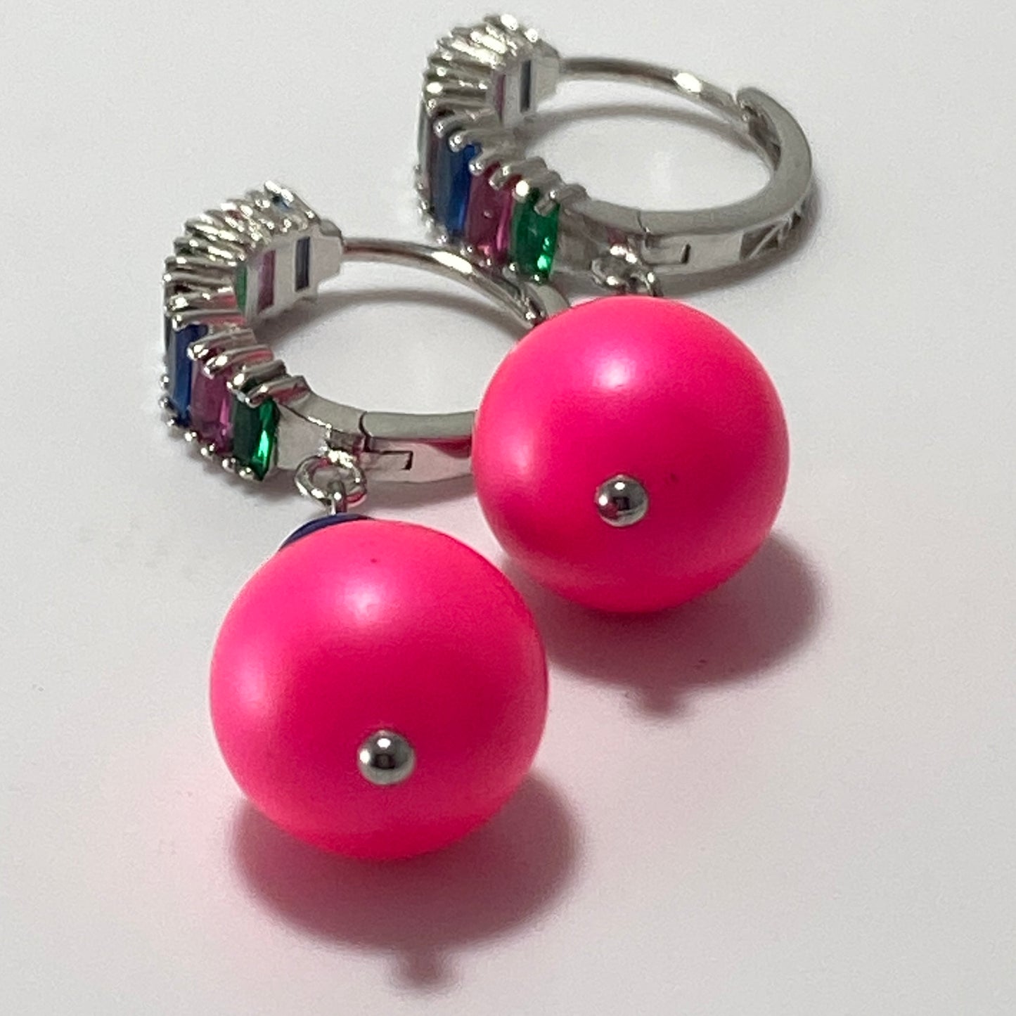 Pearls Sterling CZ Hoop Earrings