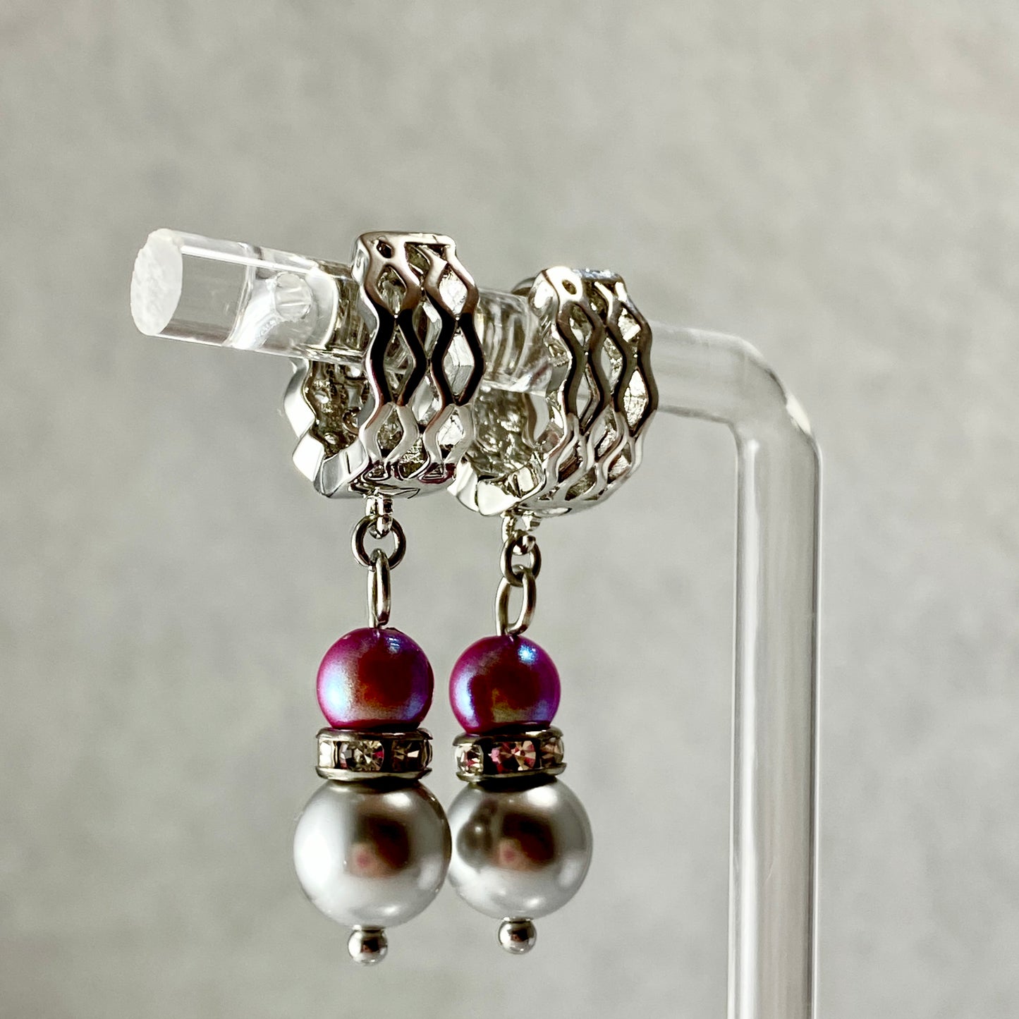 Pearl CZ Huggie Hoop Earrings