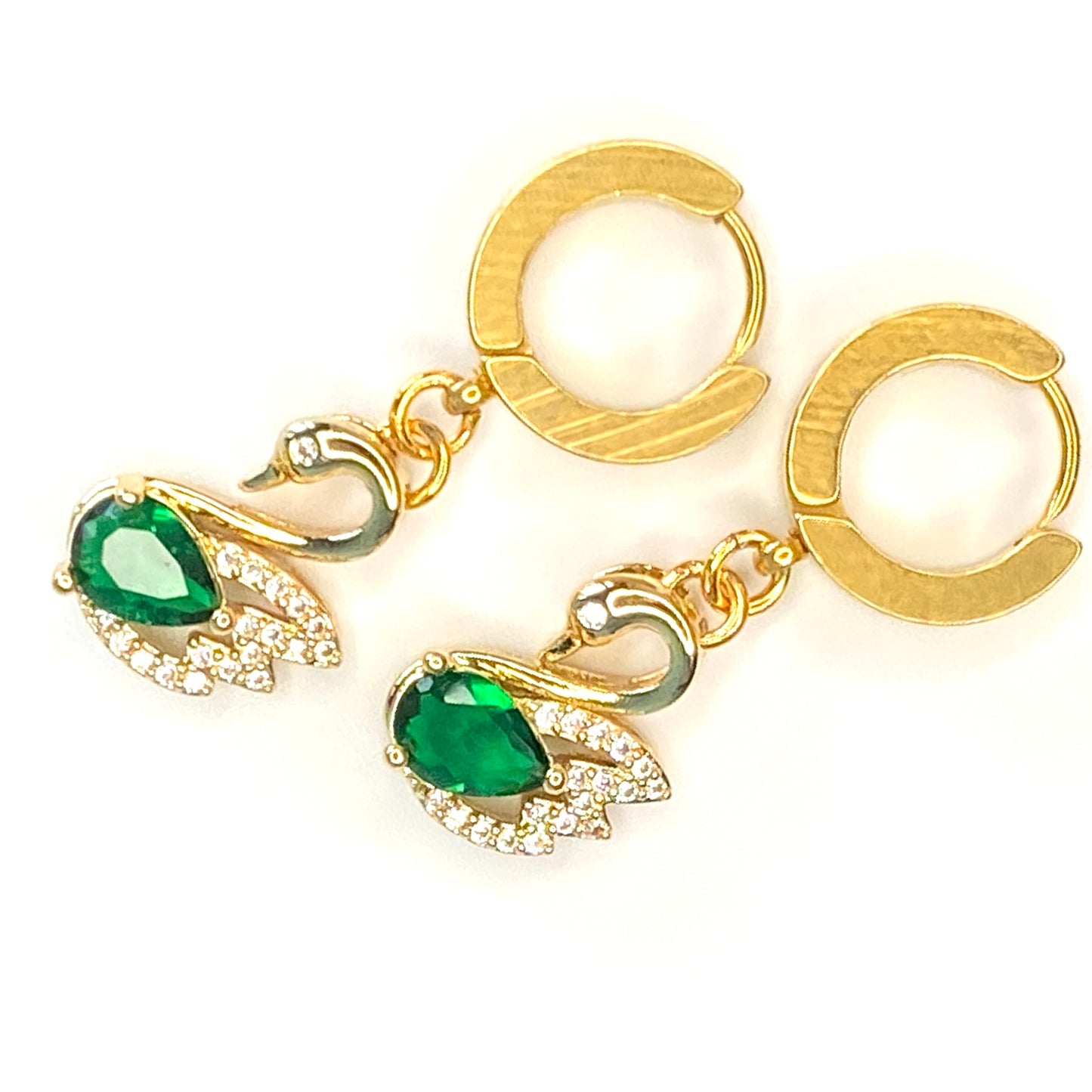 CZ Swan Huggie Hoop Earrings