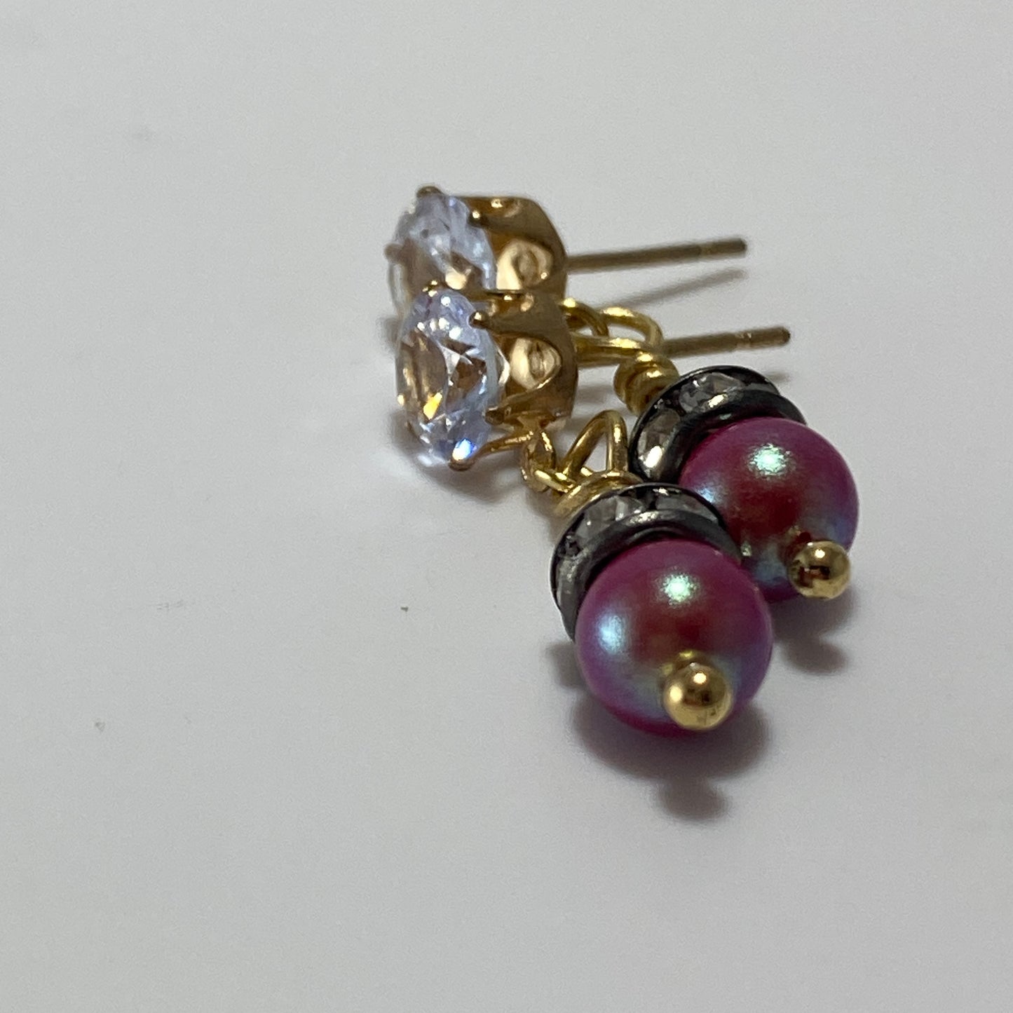 Crystals & Pearls CZ Stud Earrings