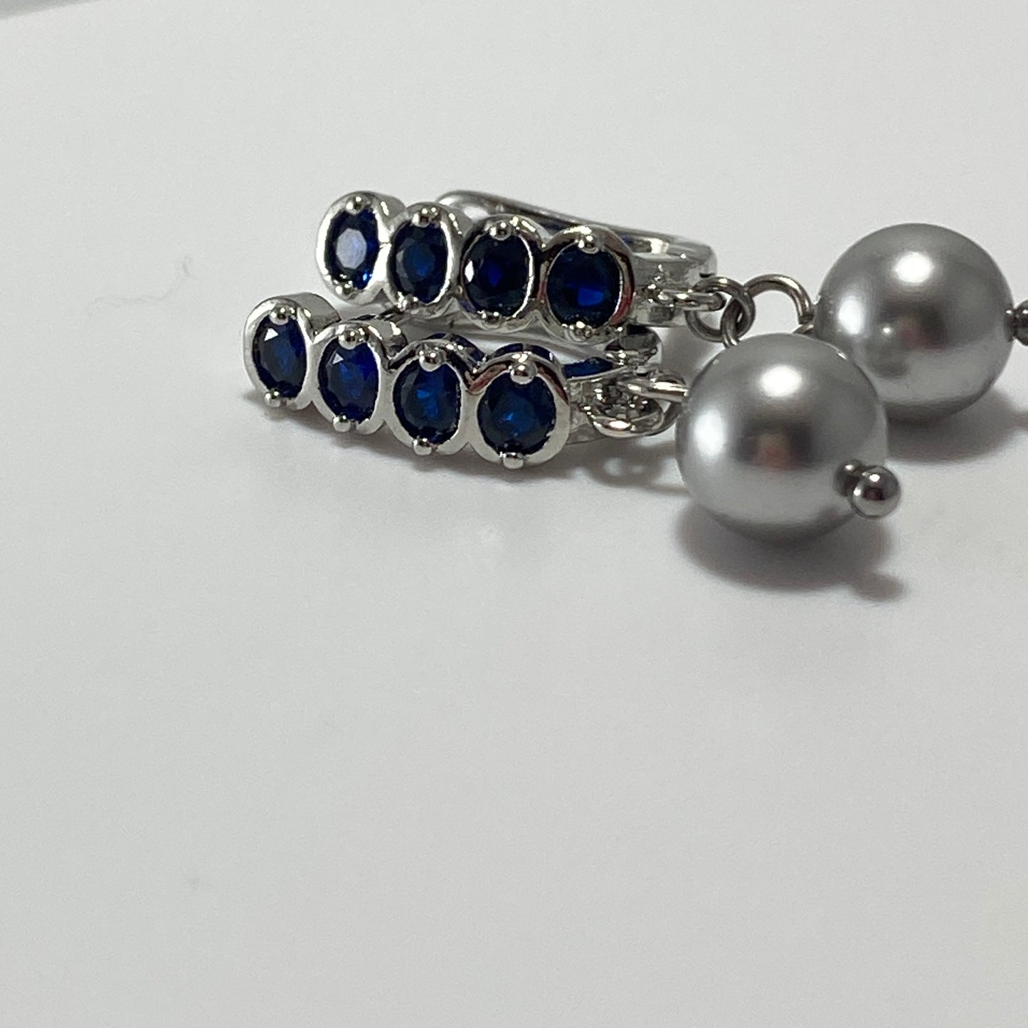 Pearl CZ Hoop Earrings