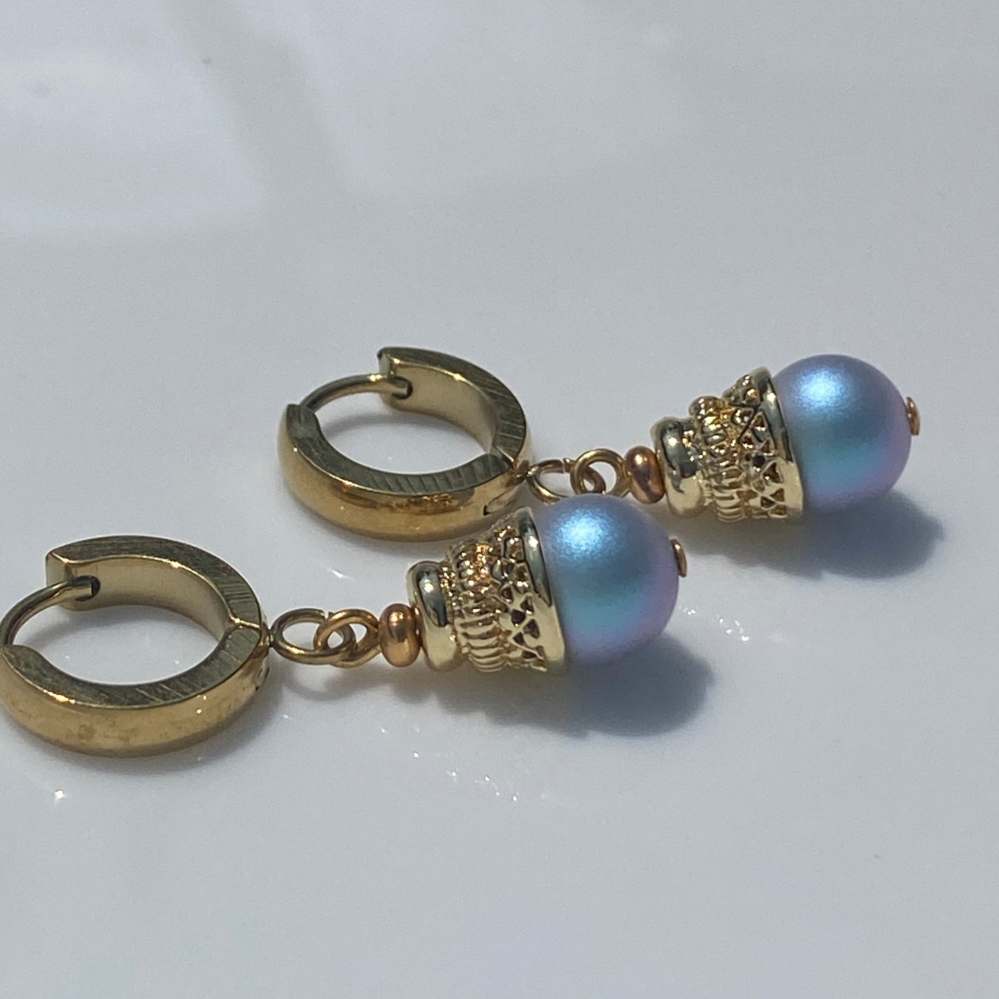 Pearl Huggie Hoop Earrings