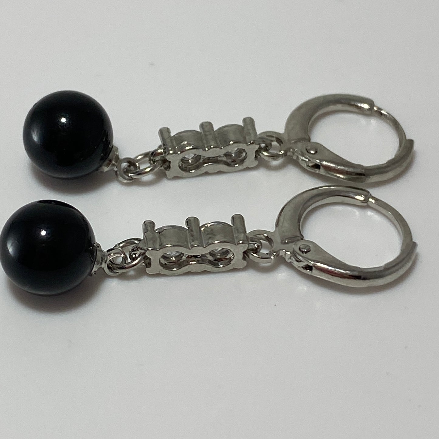 Boucles d'oreilles créoles en argent sterling avec perles de cristal autrichiennes et pierres en oxyde de zirconium